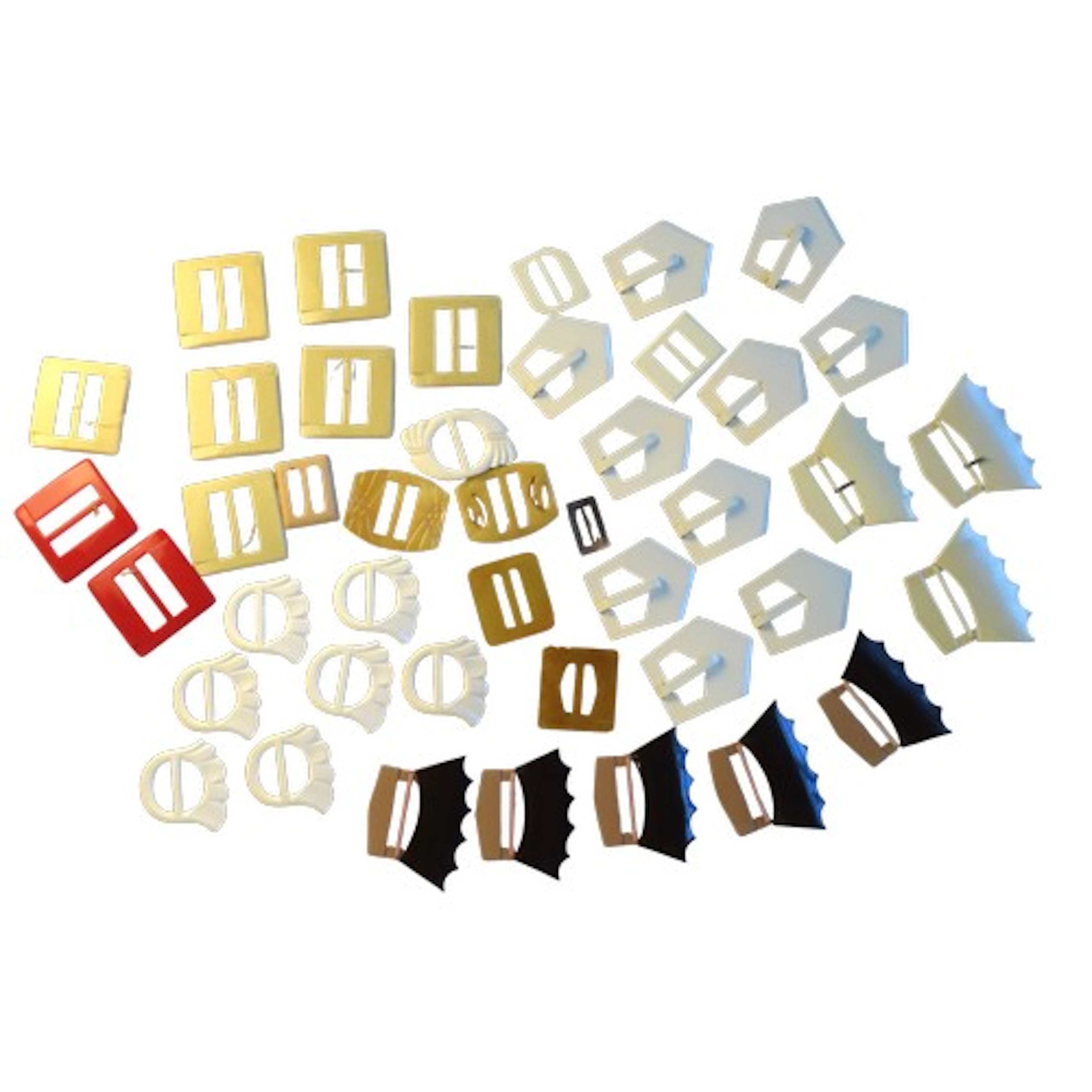 41 BAKELITE ART DECO BUCKLES including red and ivorine examp...