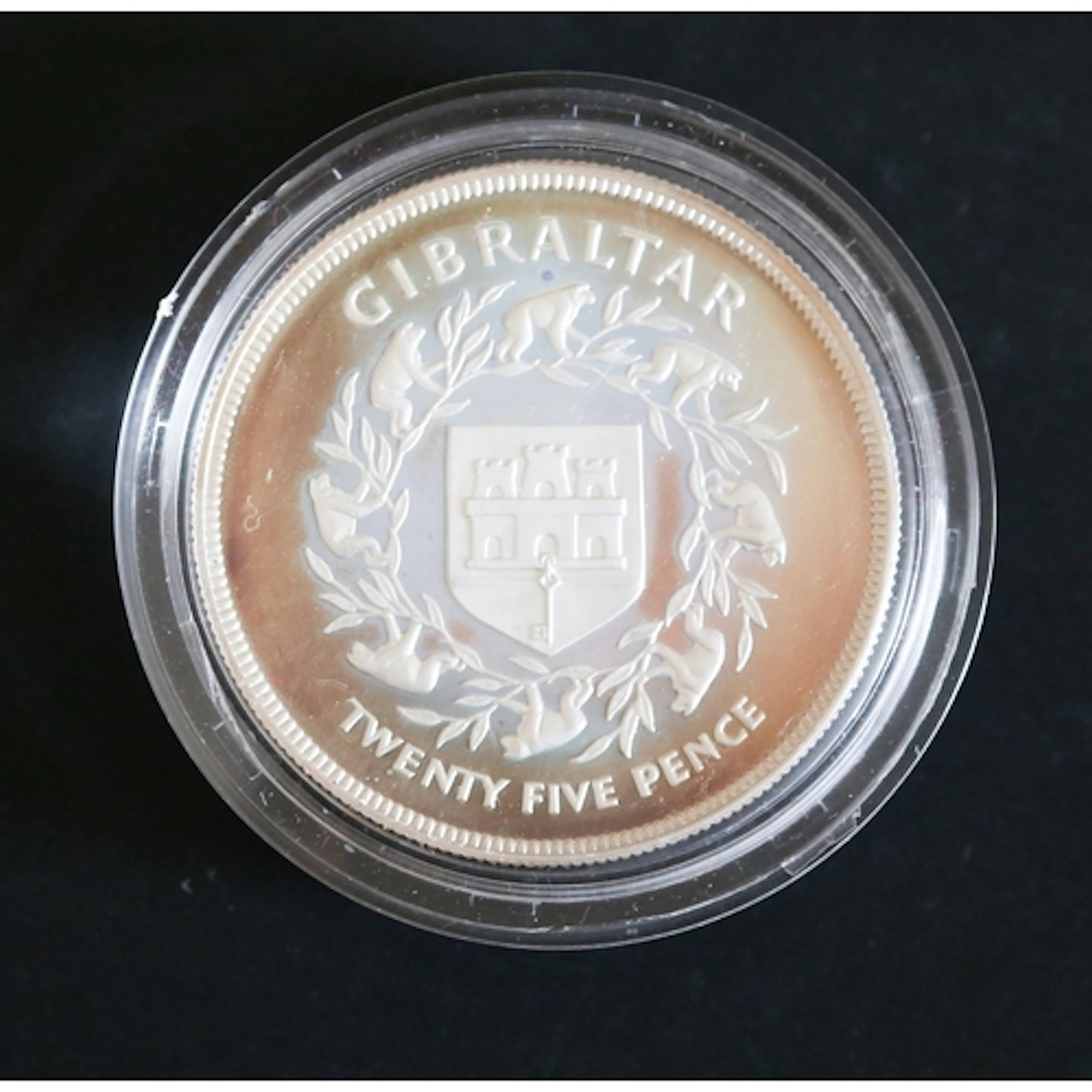 Sterling Silver Proof Crown Coin, Twenty-Five Pence. Queen E...