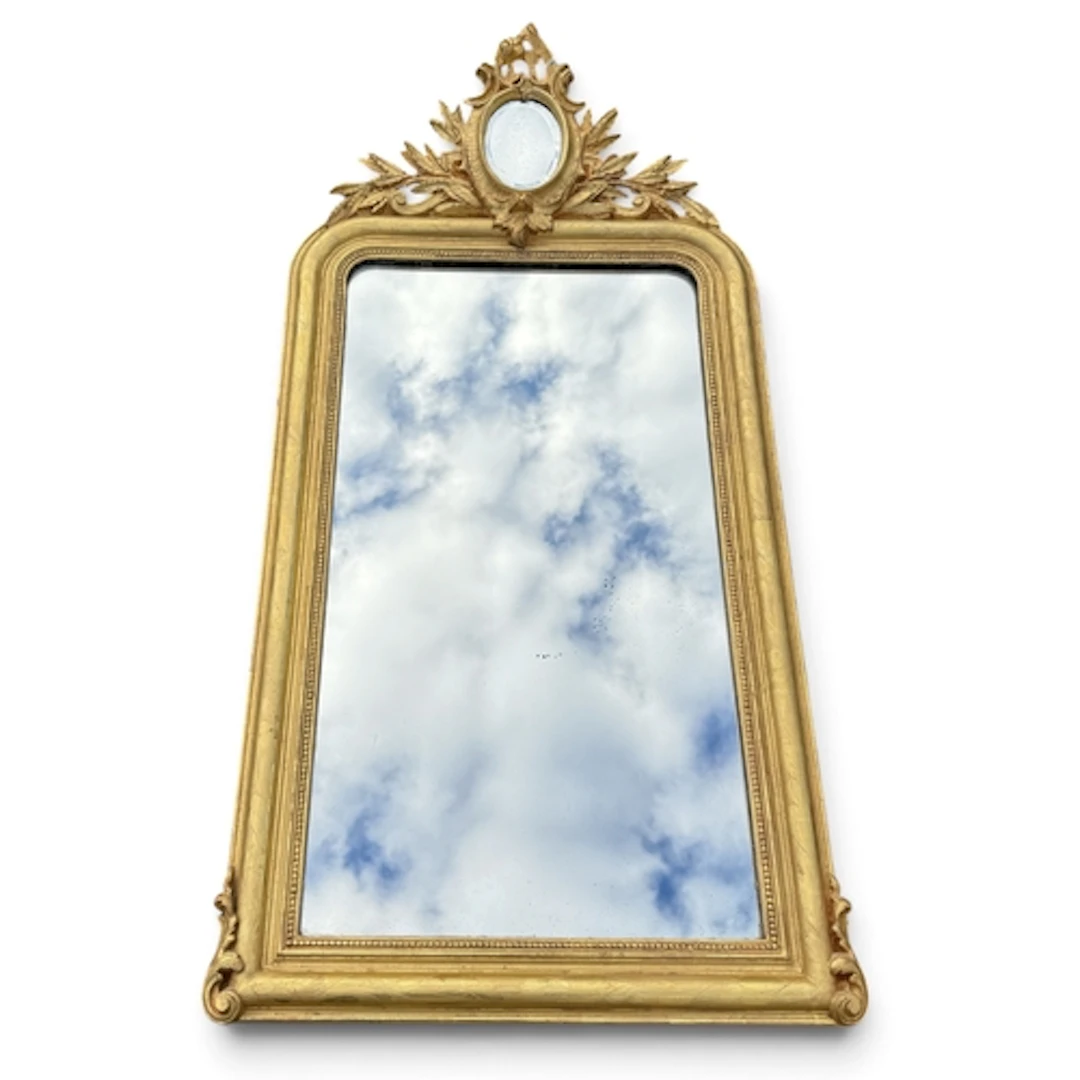 A REPRODUCTION FRENCH GILTWOOD AND GESSO FRAME PIER MIRROR C...