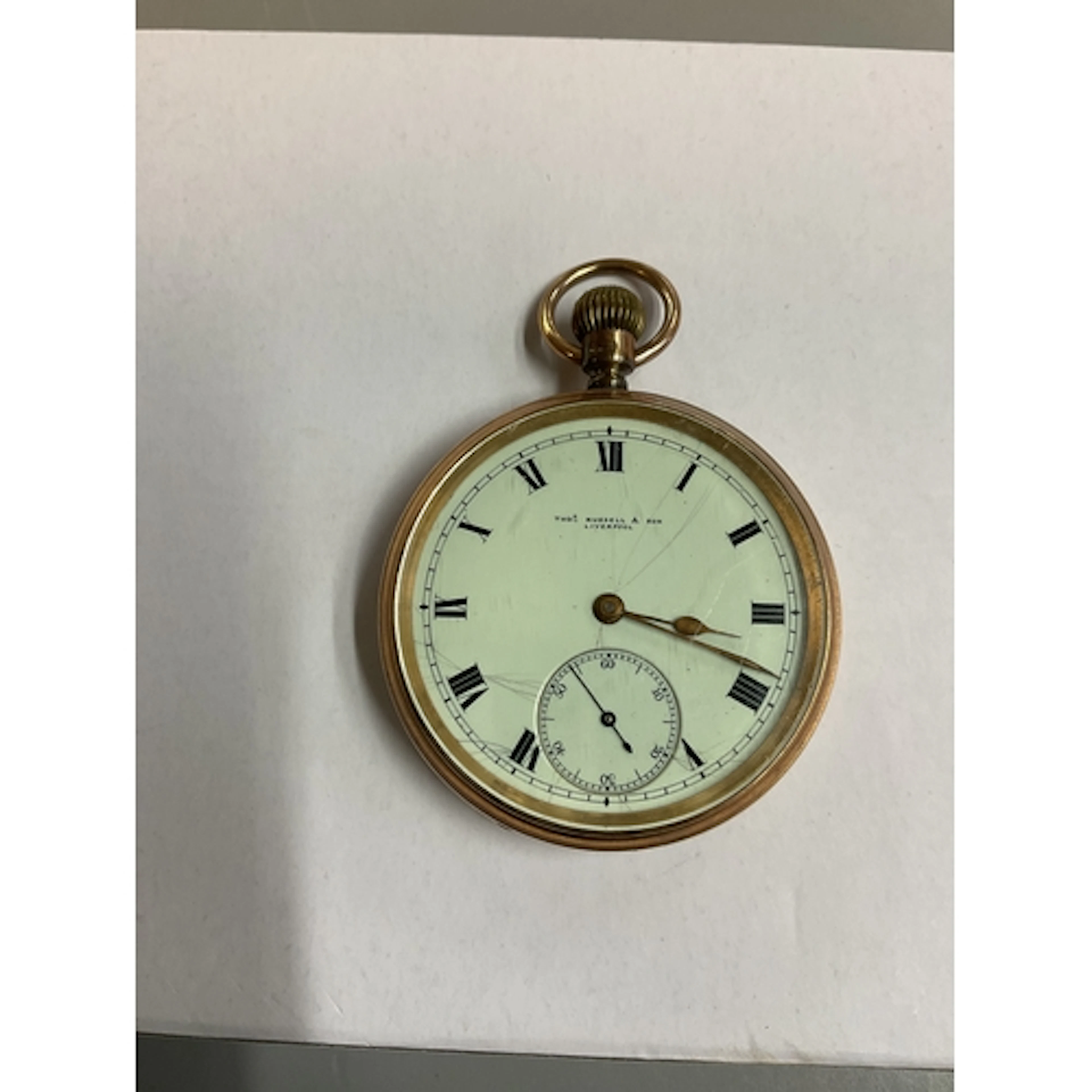 9ct pocket watch by Thomas Russell and Son, in hallmarked 9c...