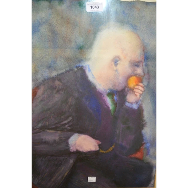 Christopher Stevens, pair of watercolours, study of a man ea...
