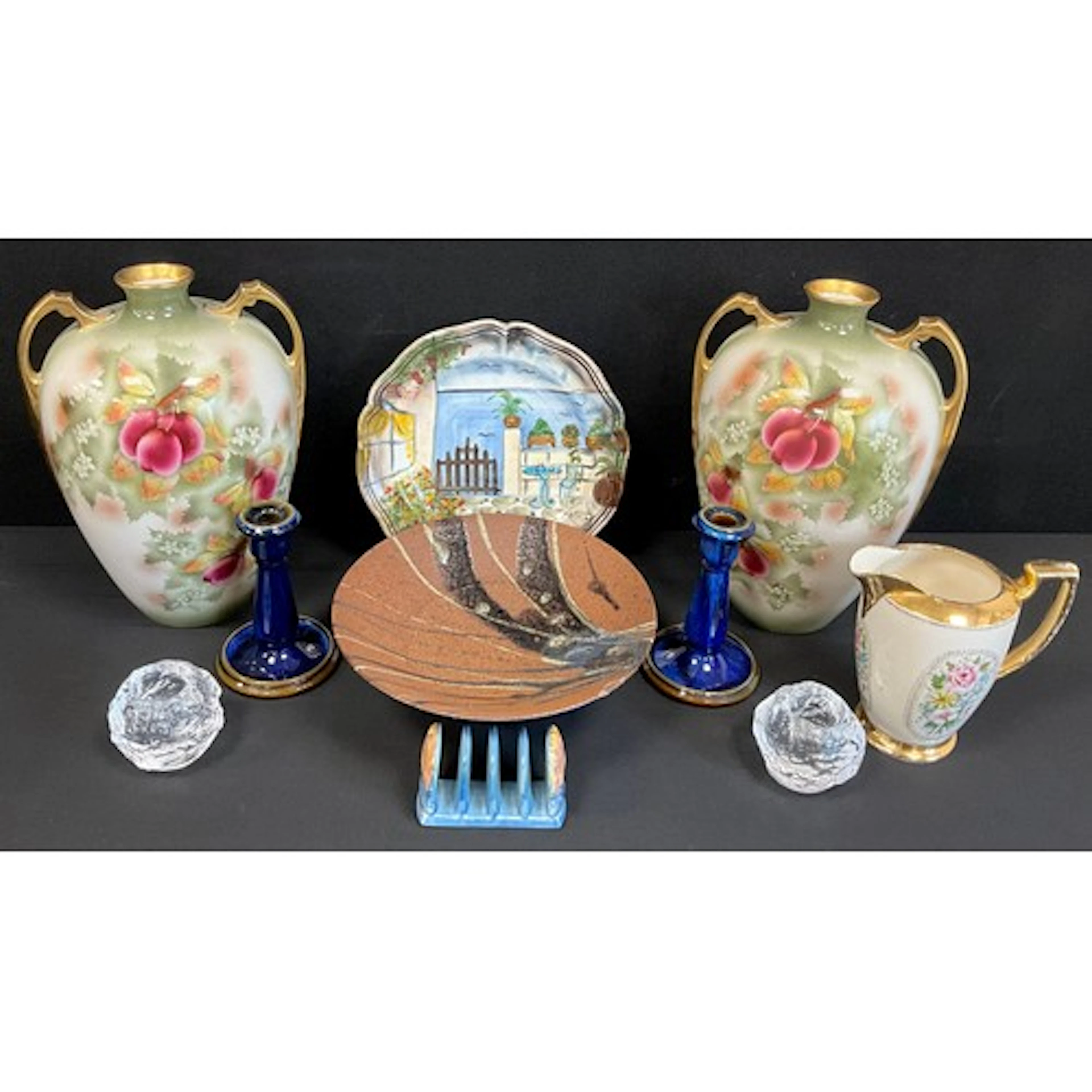 Ceramics - a studio pottery style streaky glazed shallow bow...