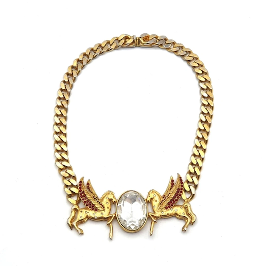 A vintage gold-tone Butler and Wilson Necklace; central rubo...