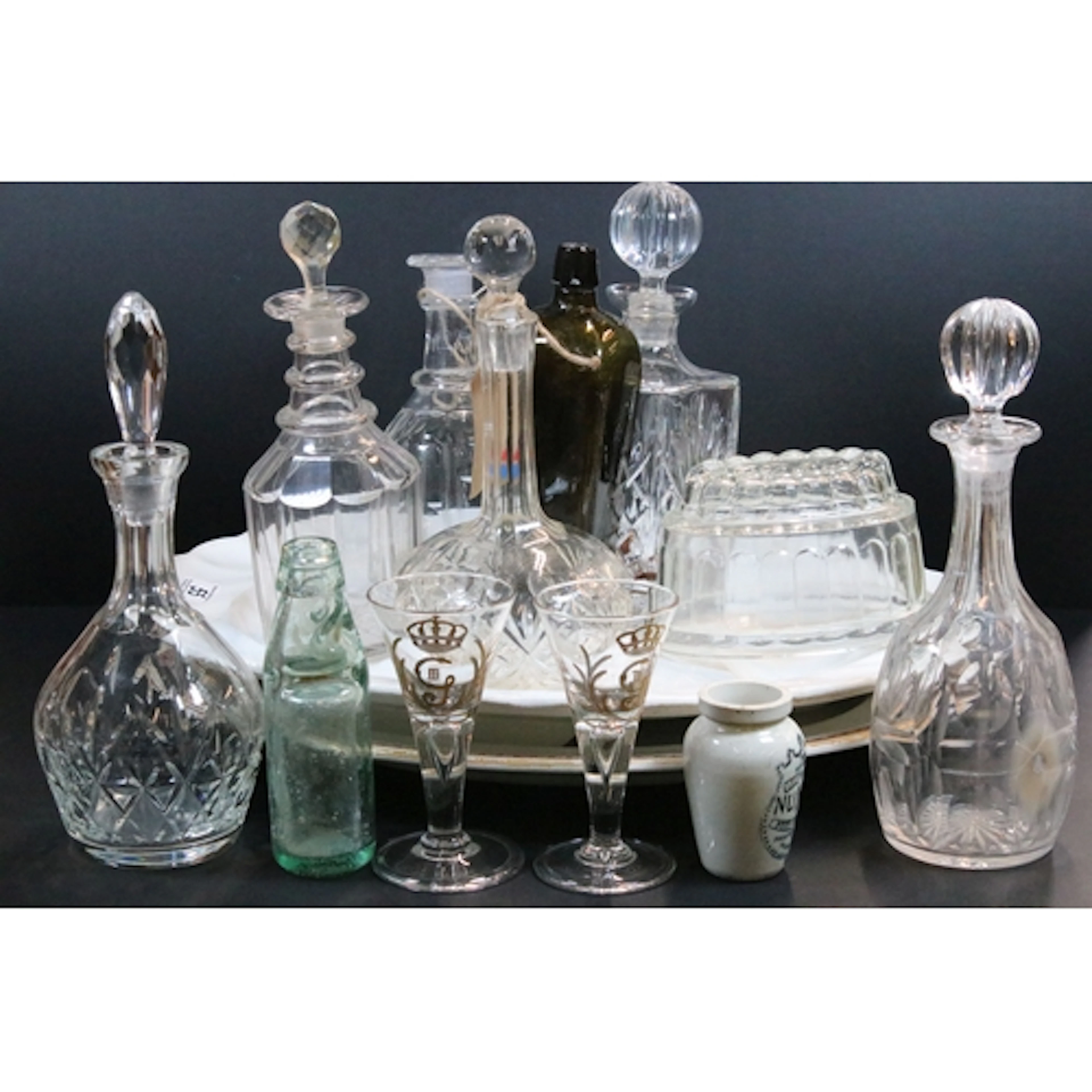 Collection of antique and later glassware, to comprise a pai...
