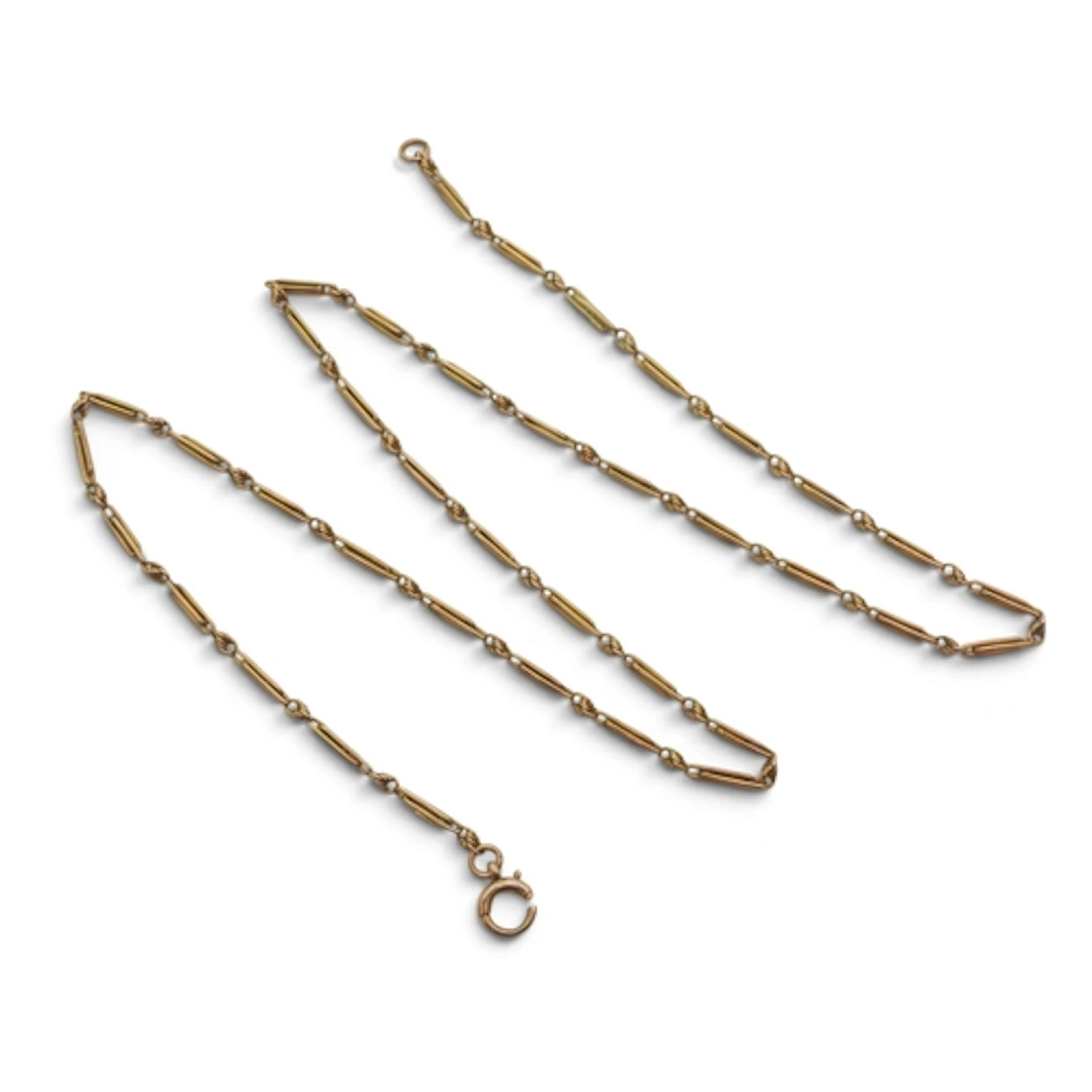 A 9ct gold vintage fancy knot chain, length 47cm, weight 5.4...