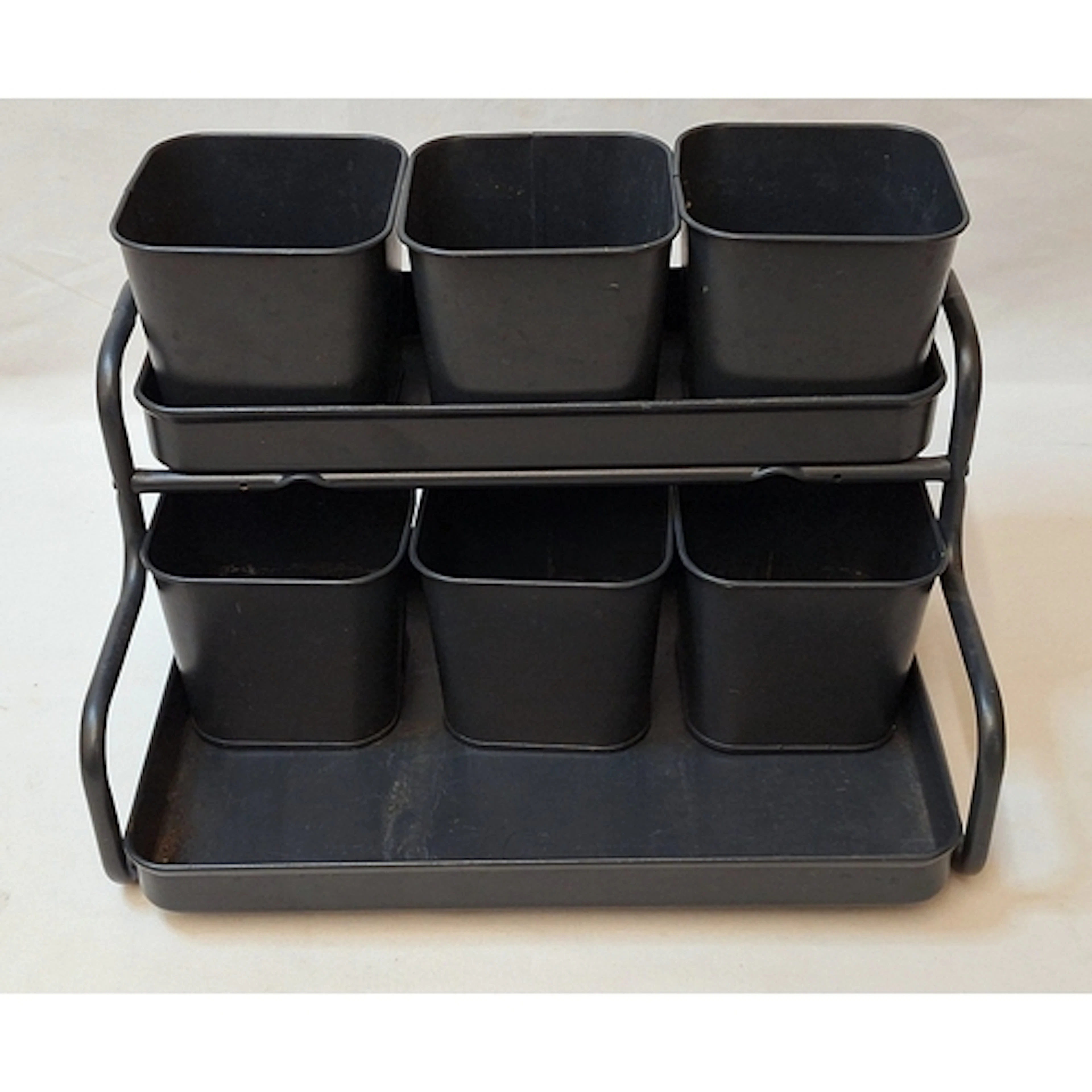Ikea Socker Grey Metal Plant Holder with 6 pots