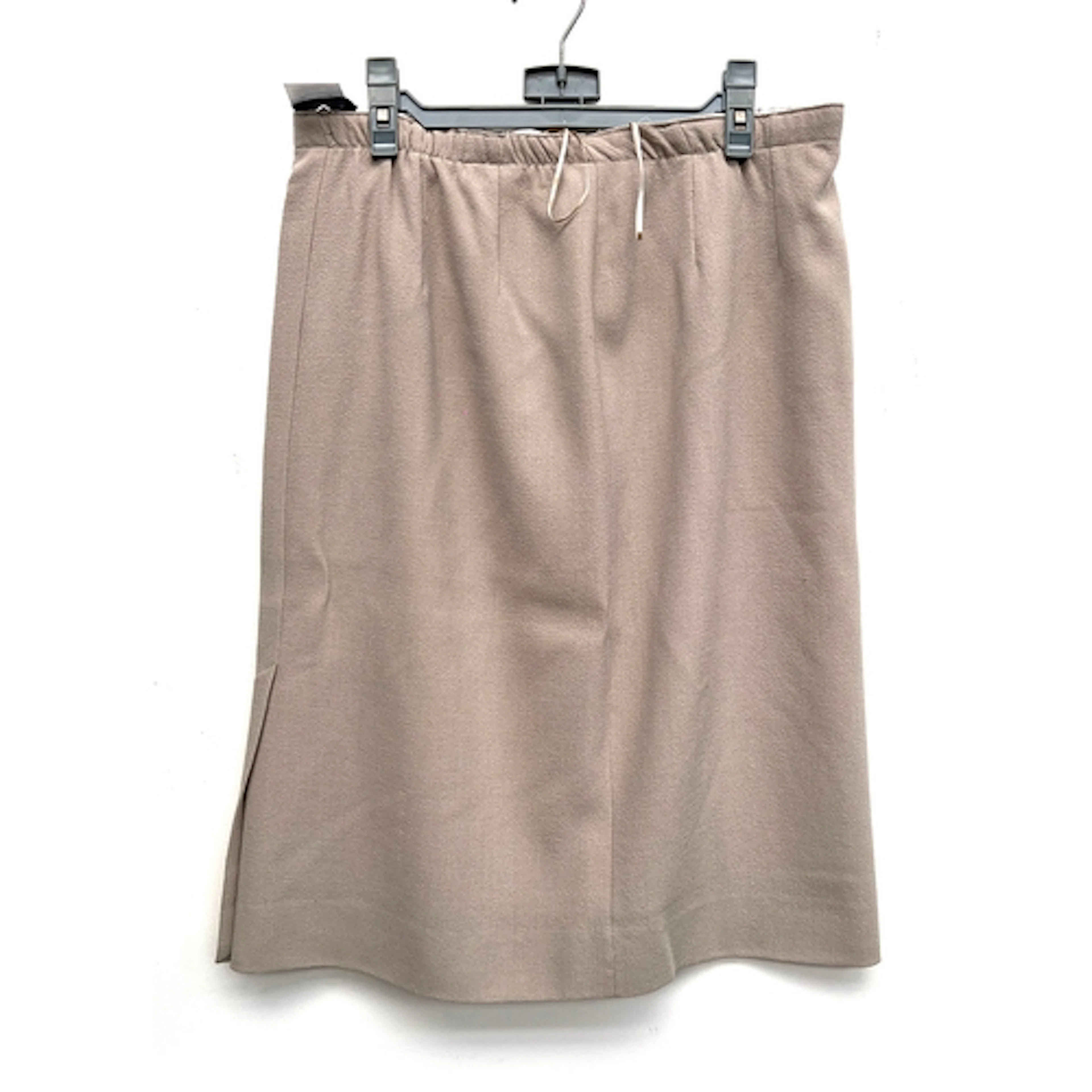 Two Jean Muir wool skirts, one pink the other beige, size 12