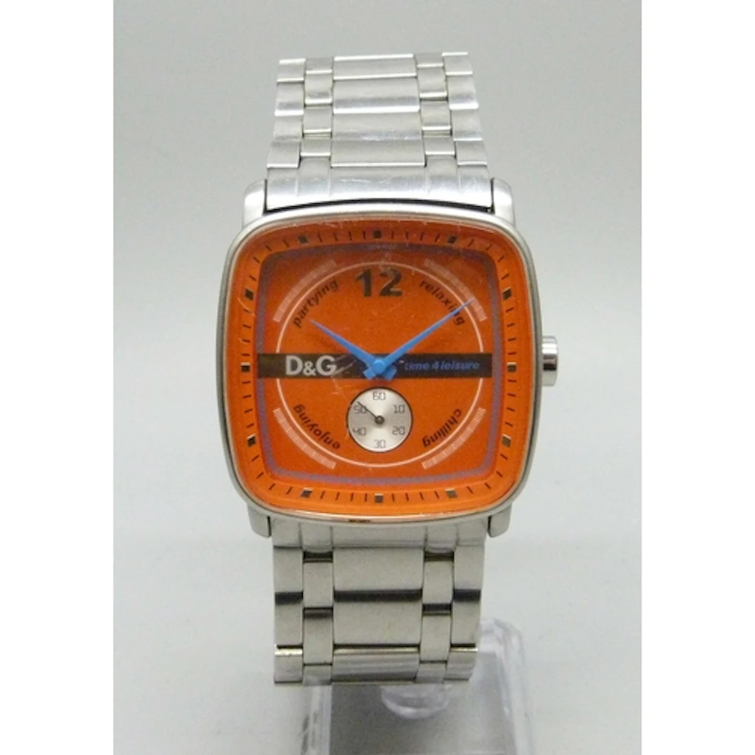 A Dolce & Gabbana orange dial wristwatch with blue hands, 42...