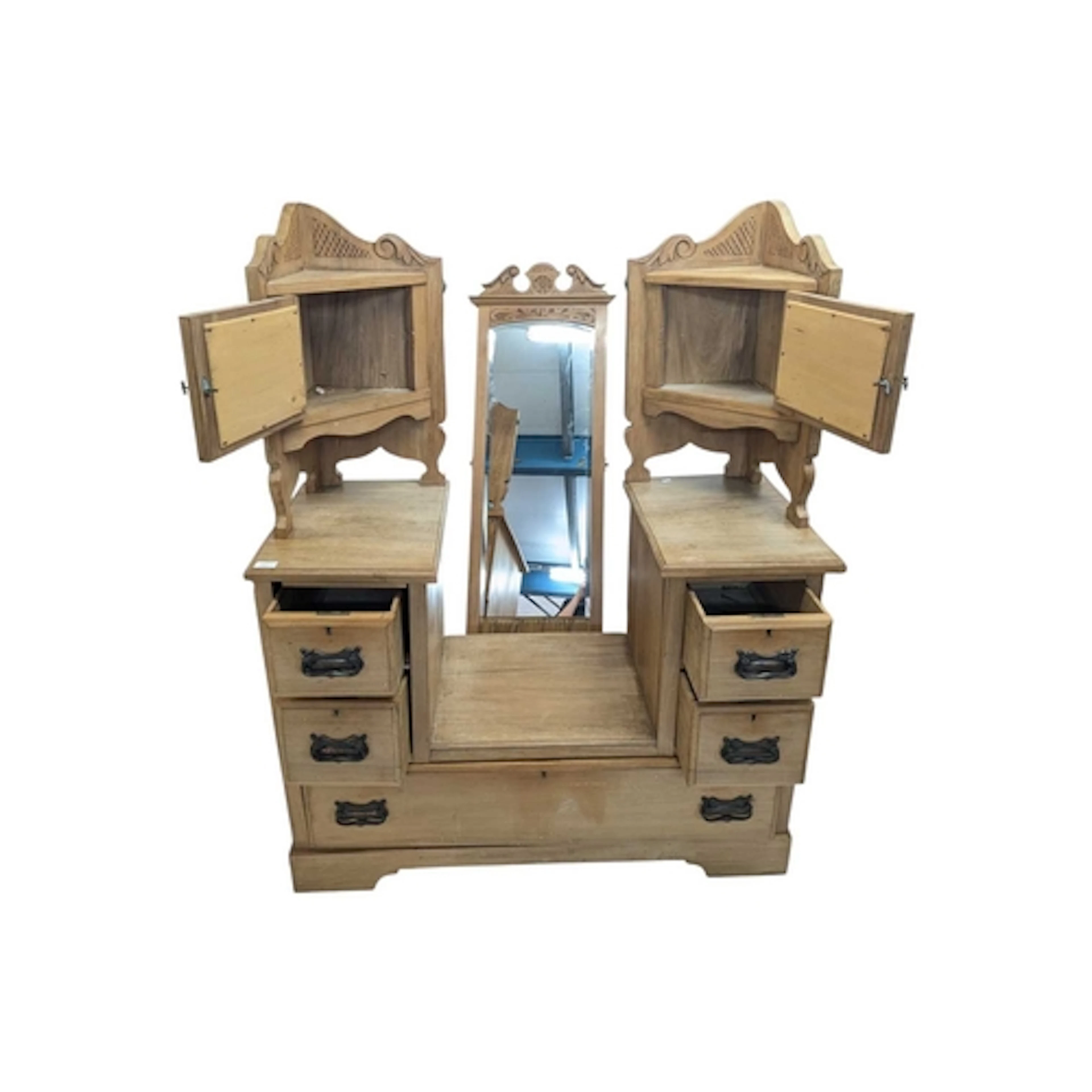 Edwardian satin wood drop centre dressing table. Having a ch...
