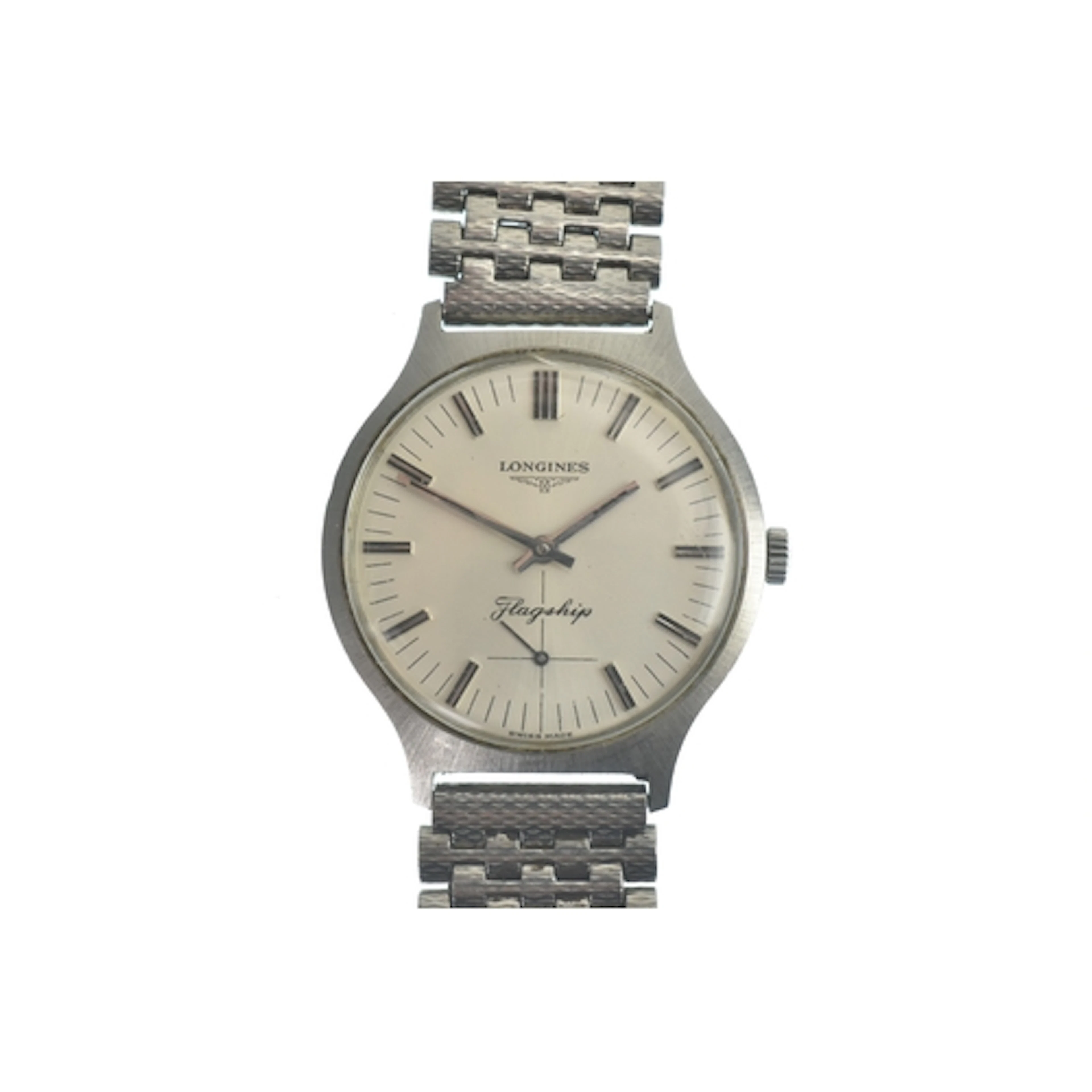 A Longines Flagship, manual wind, gents, stainless steel wri...