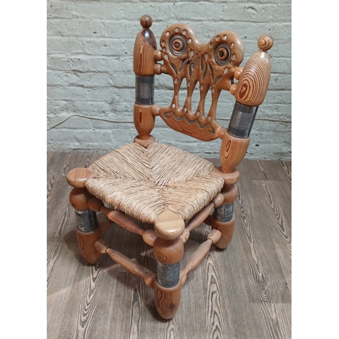 John Southworth Prescott (b1939), chair, pitch pine, reclaim...