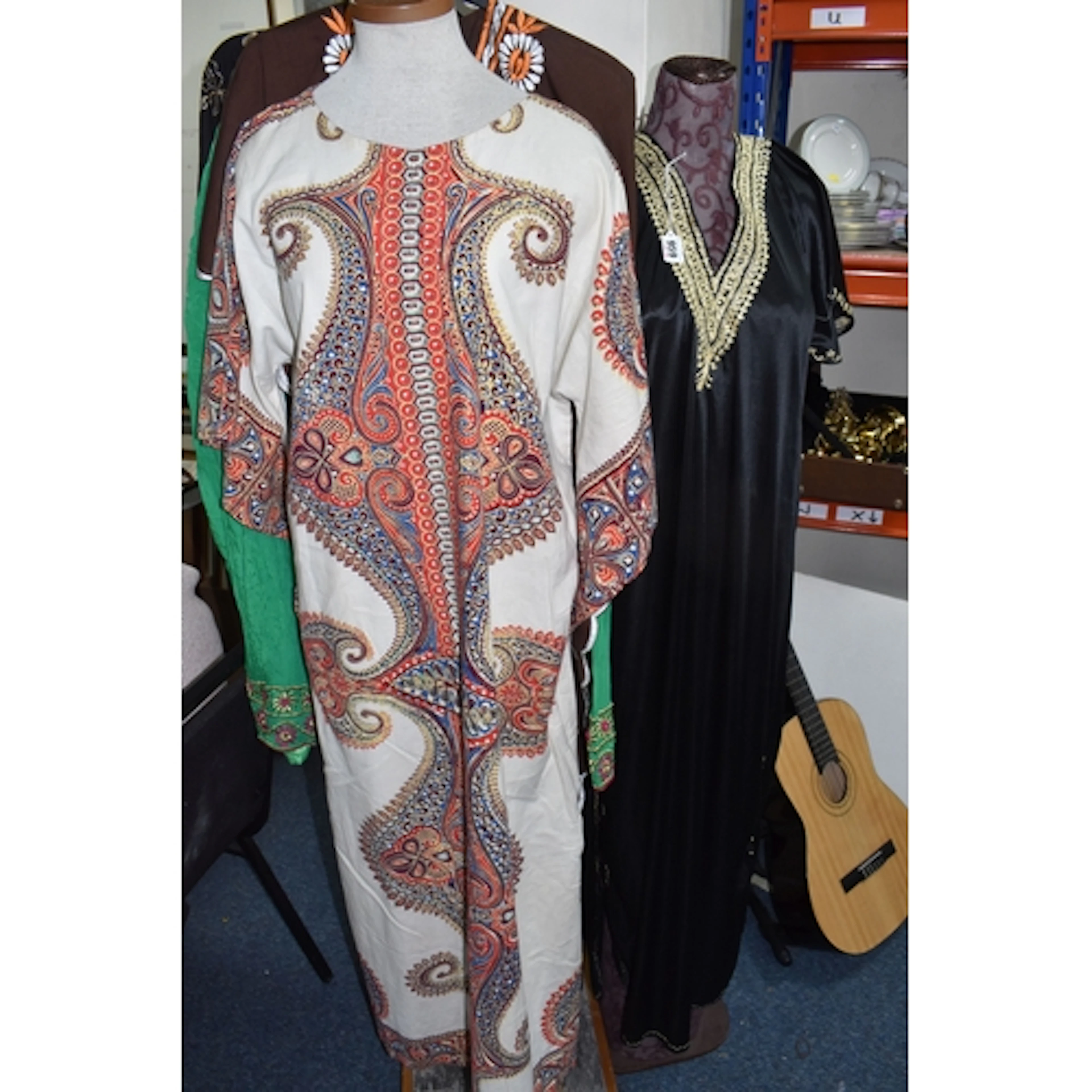 A SELECTION OF VINTAGE CLOTHES, to include 70's style kaftan...