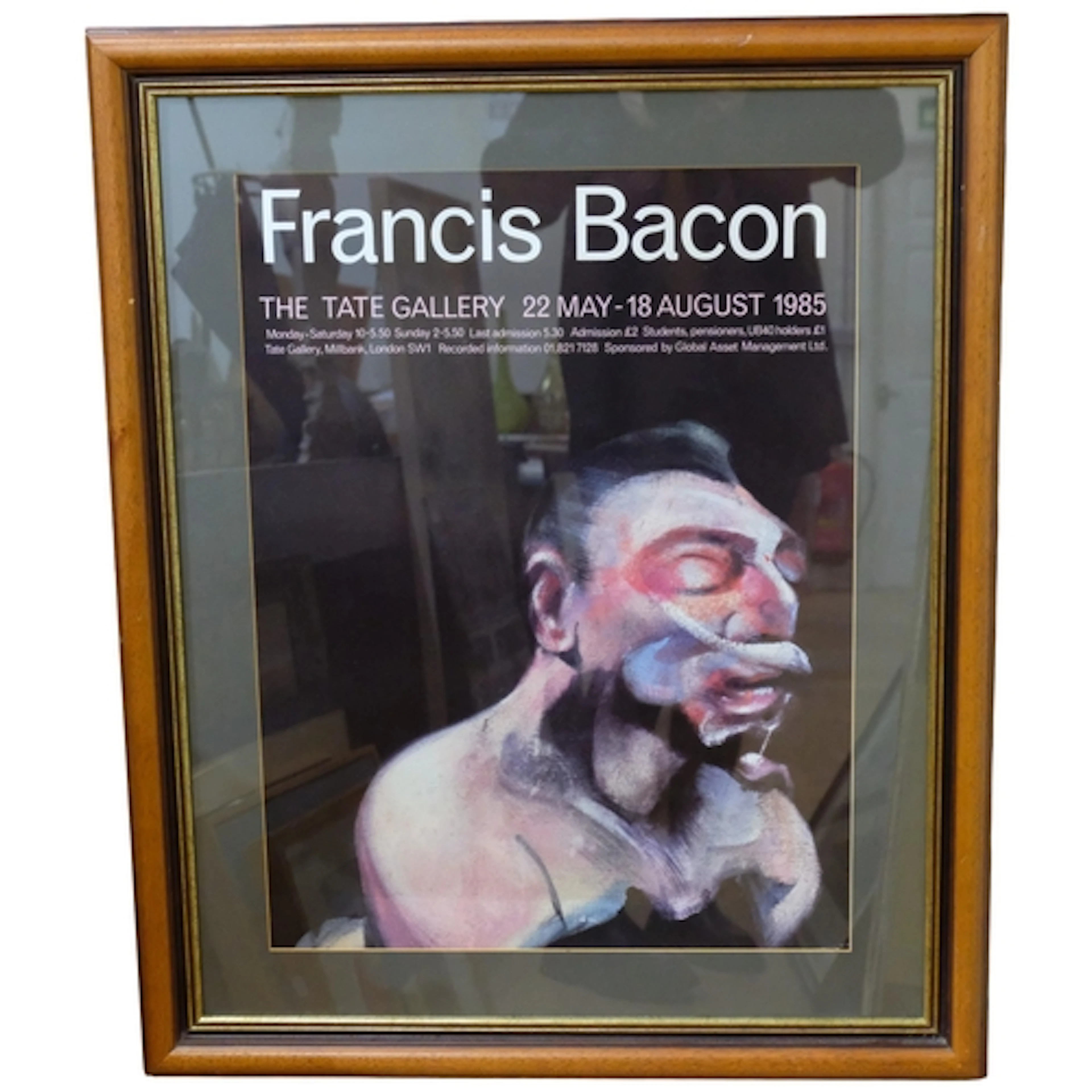 A framed coloured poster, Francis Bacon, The Tate Gallery, 2...