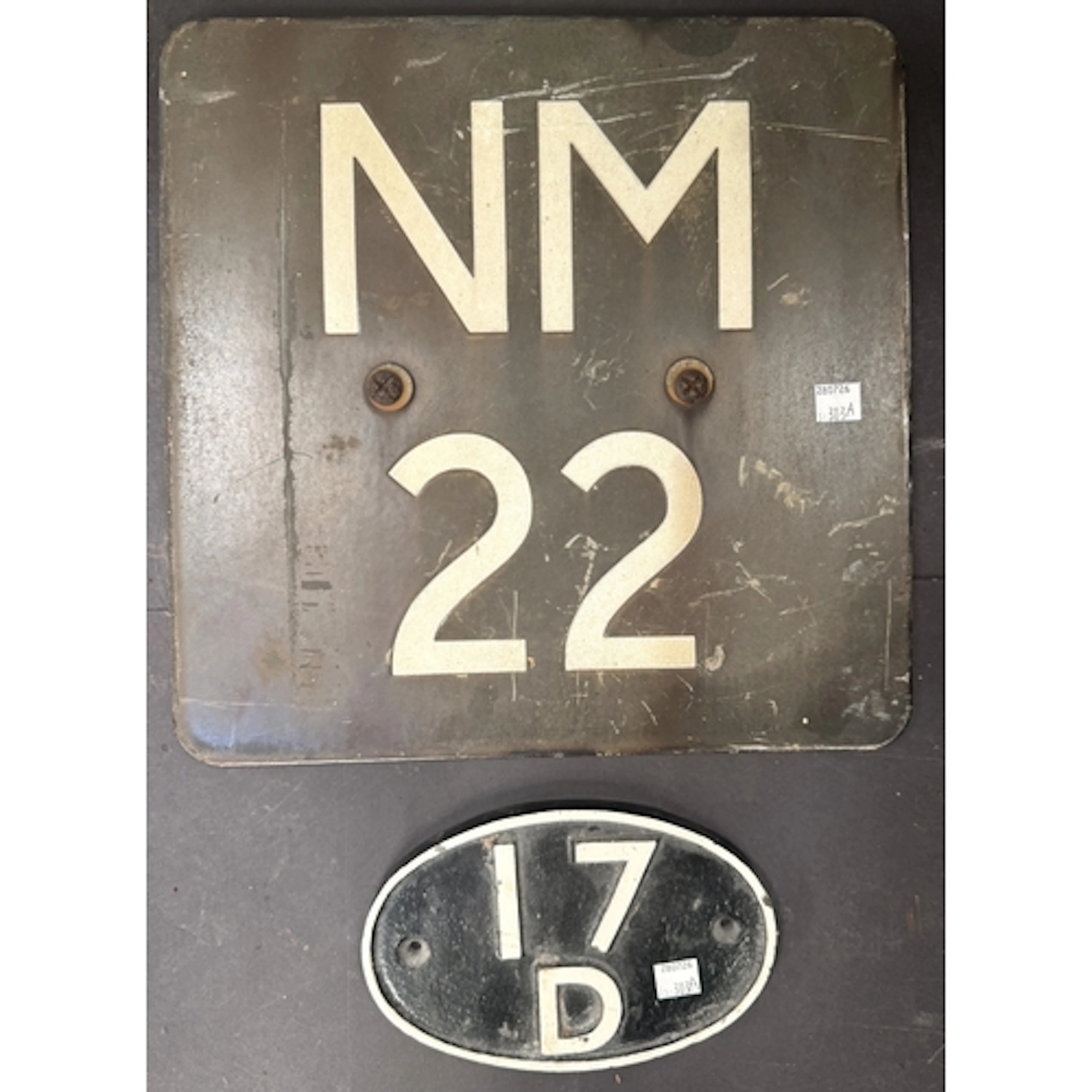 Railwayana: an enamel vintage railway sign, NM22, 31 x 31cms...