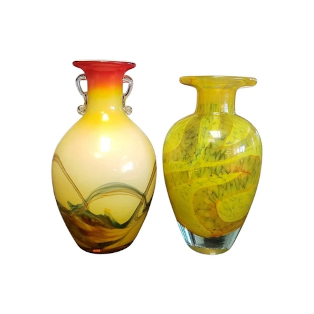 Two late 20th century Mdina style studio art glass vases. To...