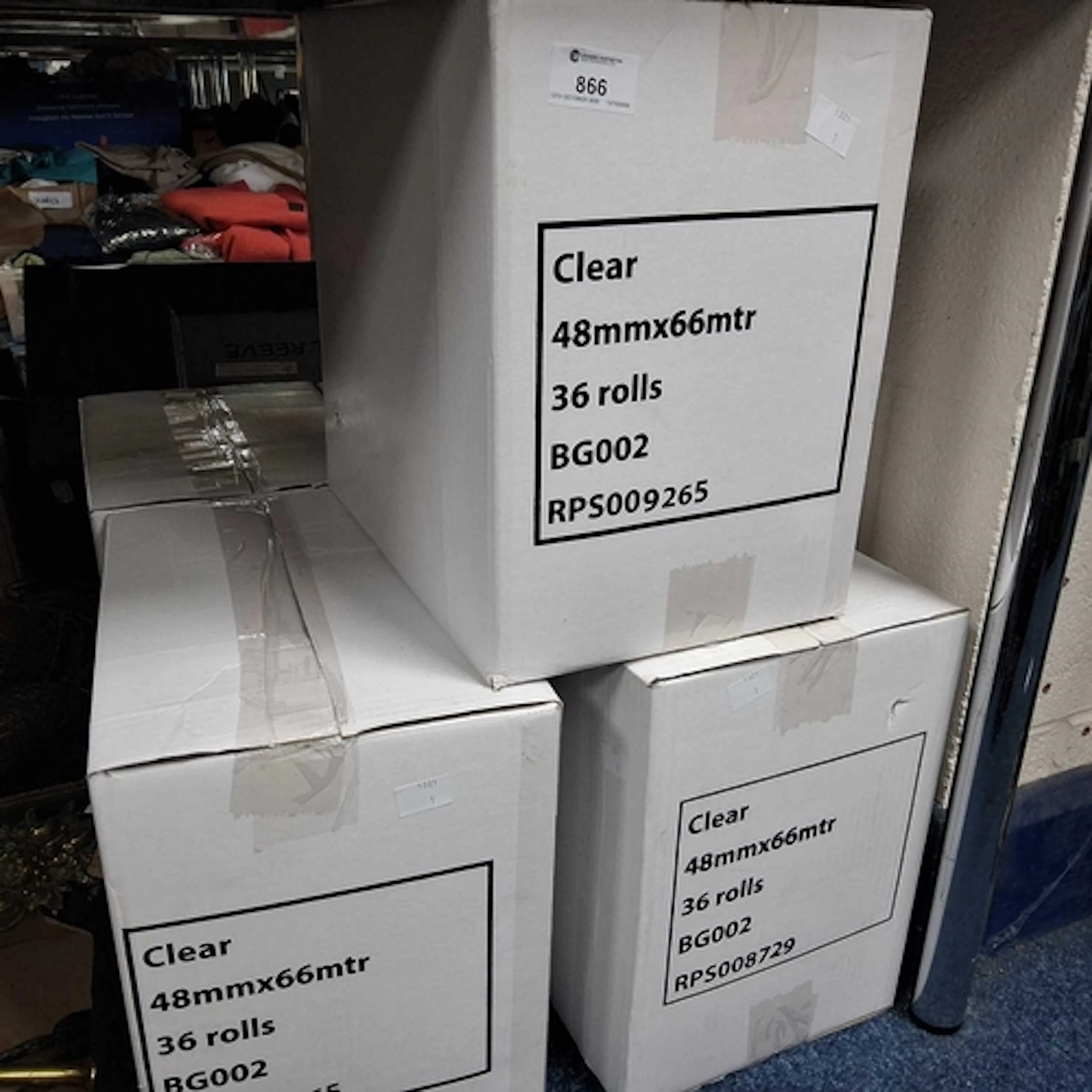 FIVE BOXES (36 ROLLS IN EACH) CLEAR PACKAGING TAPE some dam...