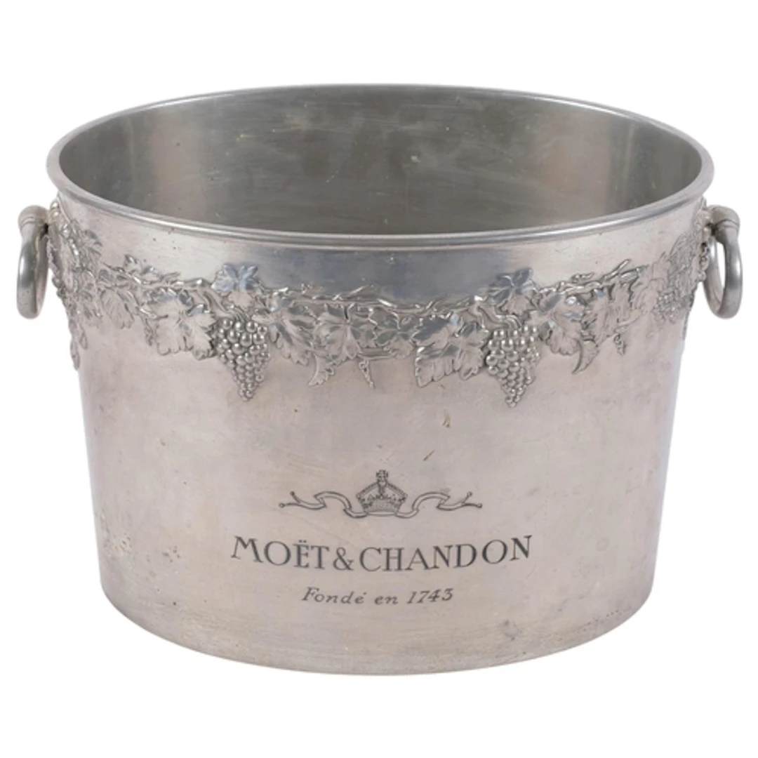 A cast-aluminium twin-handled Champagne bucket, W33cm, H23cm...