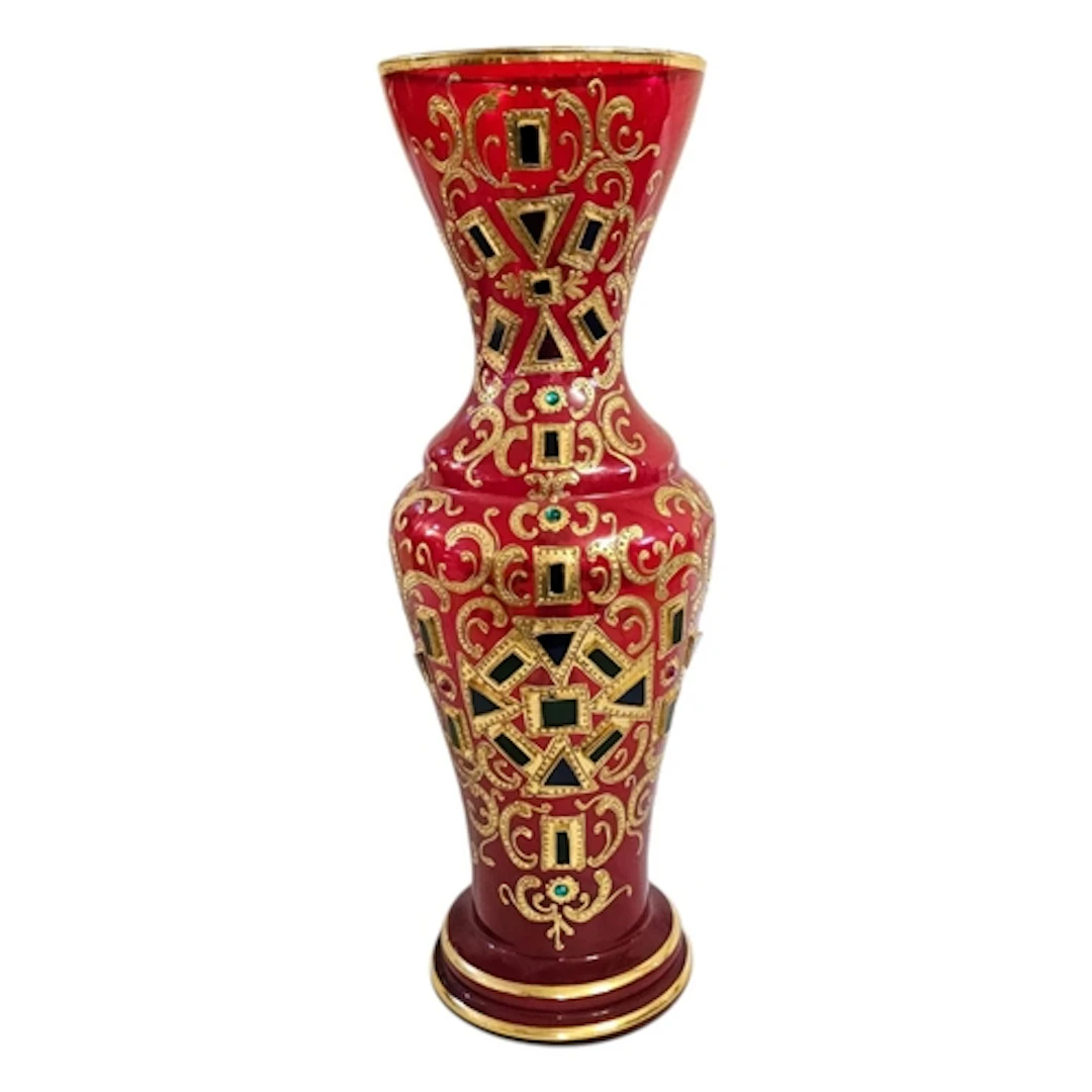 A LARGE MID CENTURY ITALIAN RUBY GLASS VASE Having applied c...
