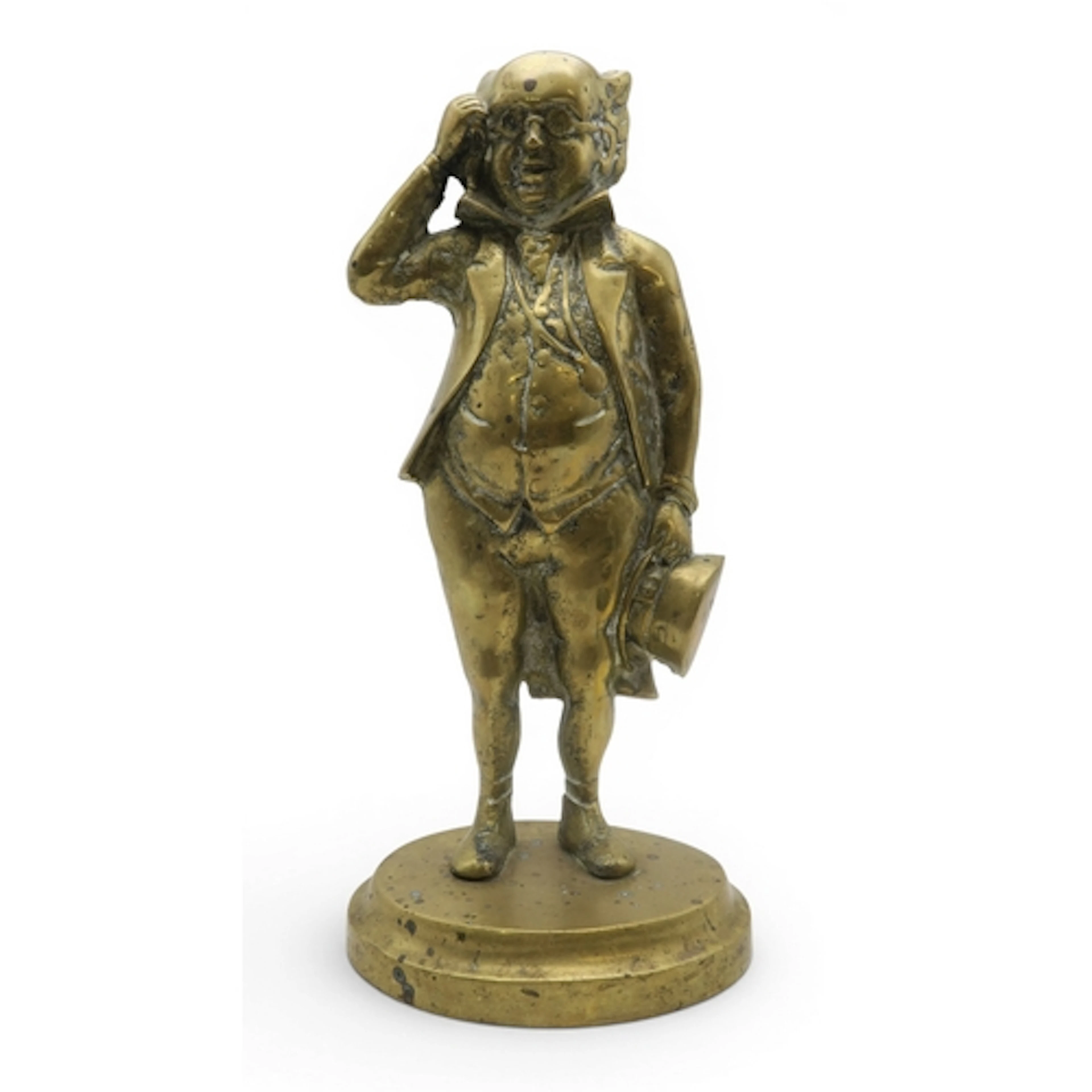 A large 20th century brass doorstop, depicting Mr Pickwick, ...