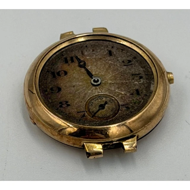 A 9ct gold AF watch, untested no crystal.