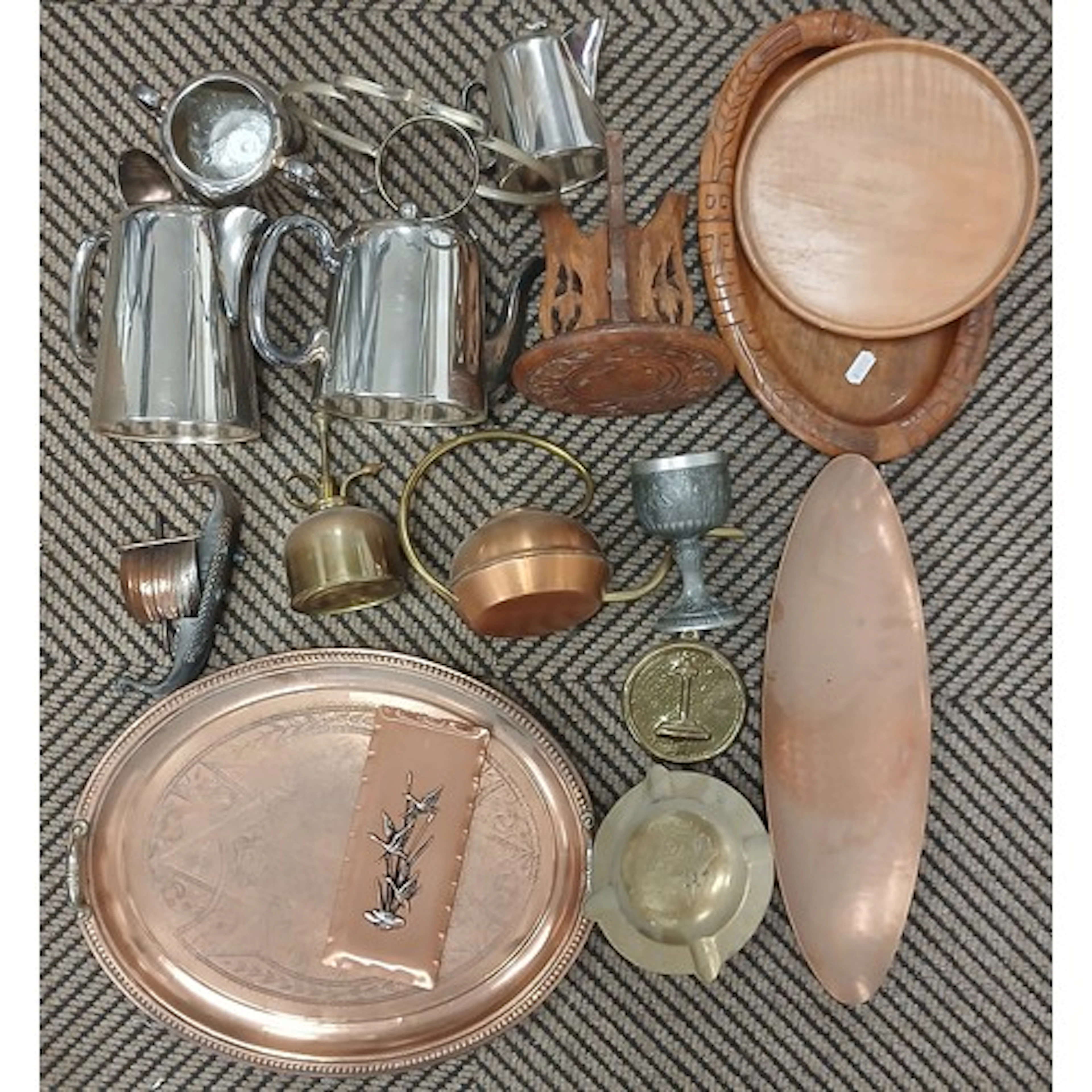 EPNS to include teapots, copper tray, wooden bowls, model bo...