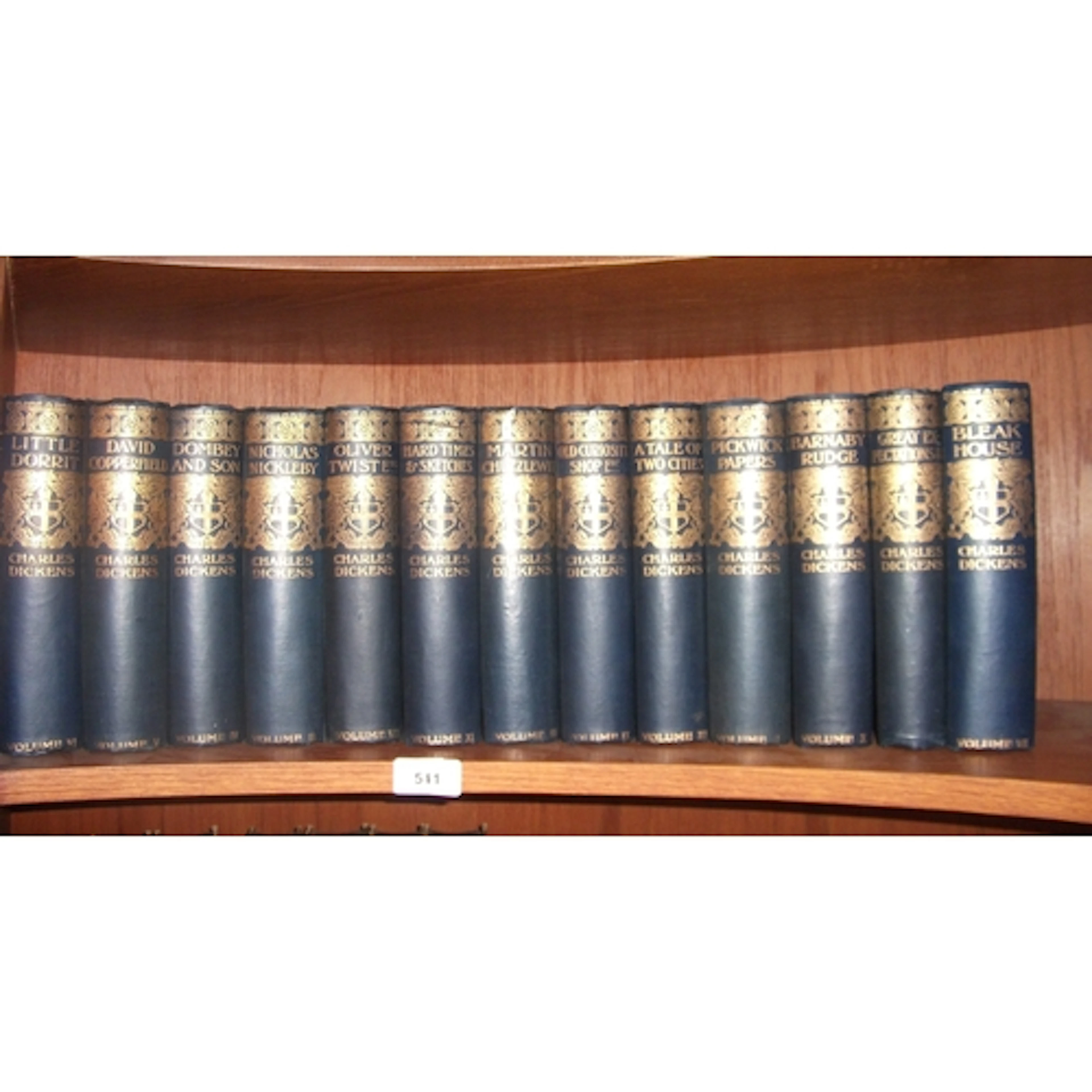 Set of Charles Dickens blue linen bound volumes