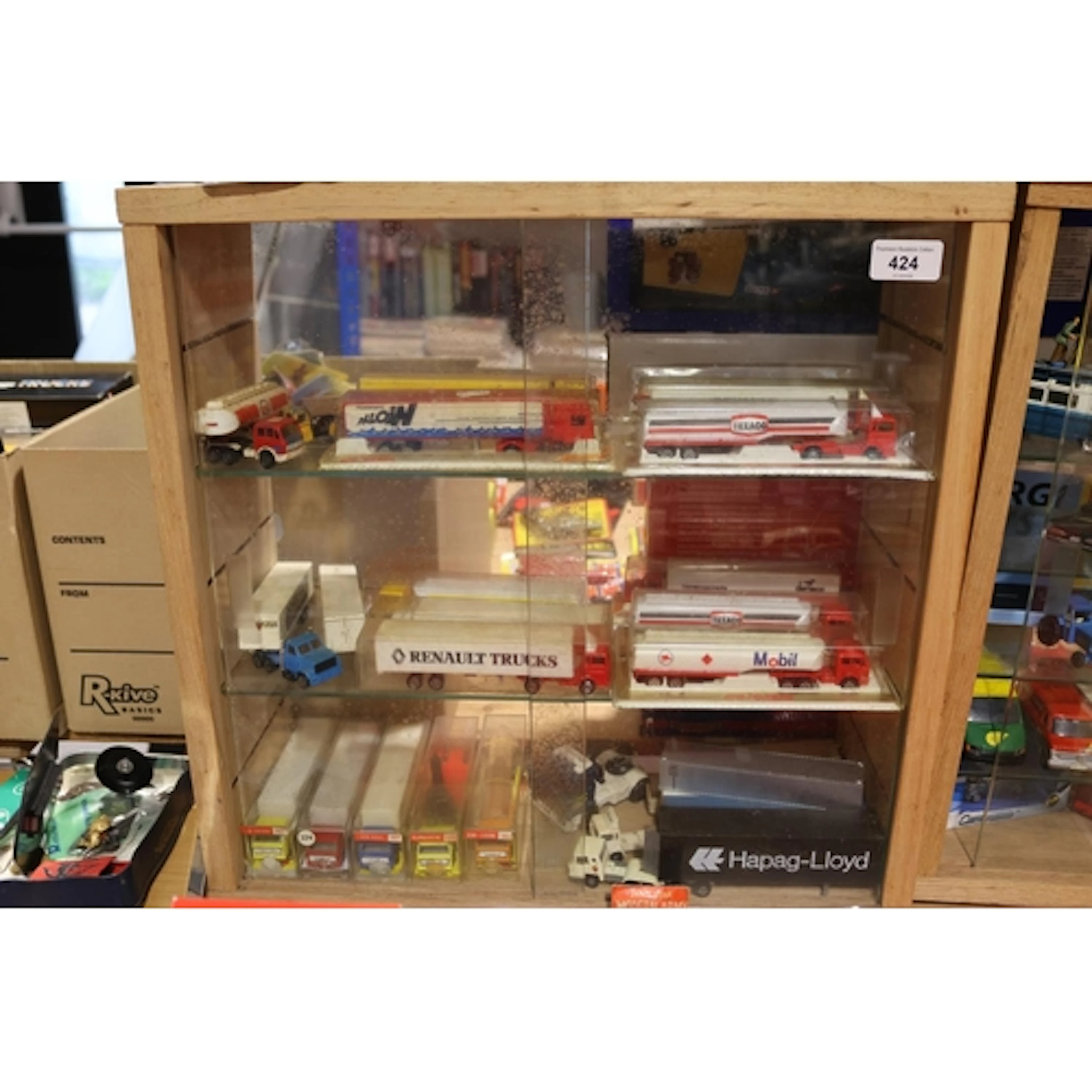 Ikea sliding door wall display case containing diecast model...
