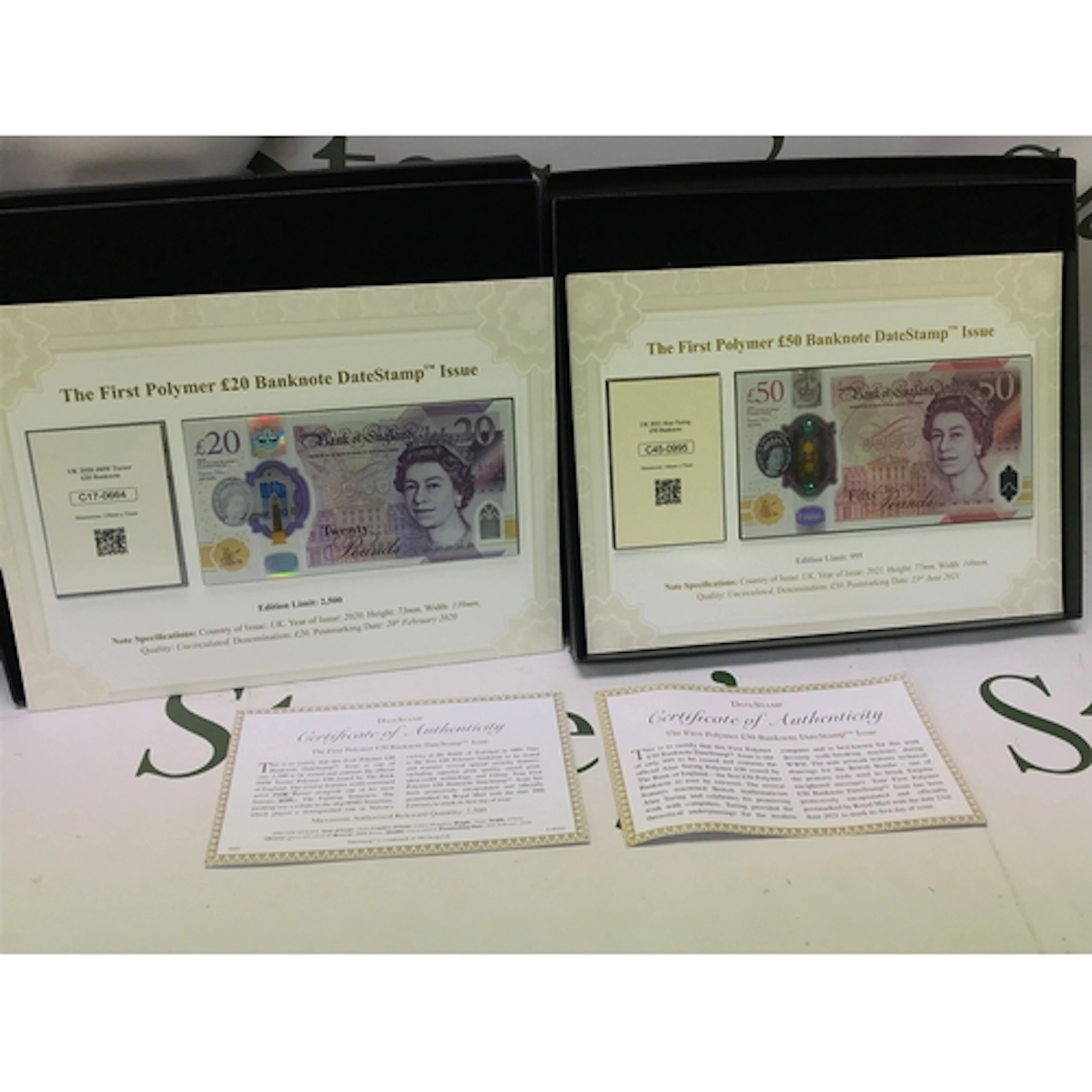 Two first polymer banknotes £20/£50. Edition limit 2500 and ...