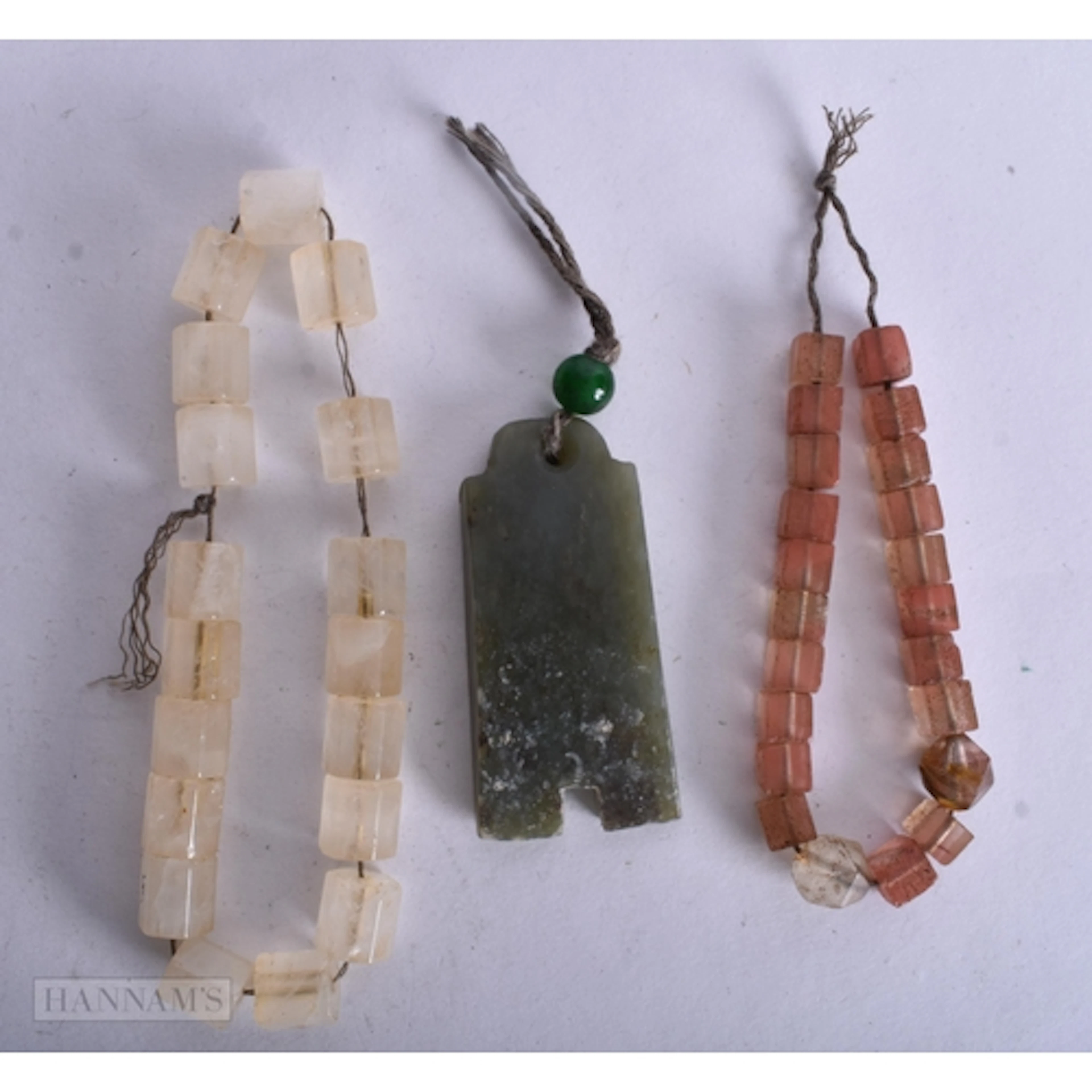 A CHINESE QING DYNASTY JADE AMULET etc. (qty)