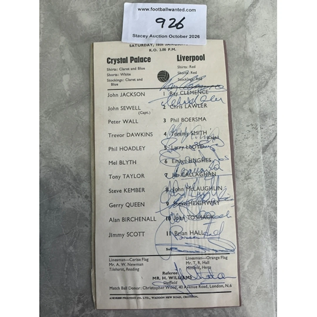 70/71 Signed Liverpool Football Team Page: Team page cutting...