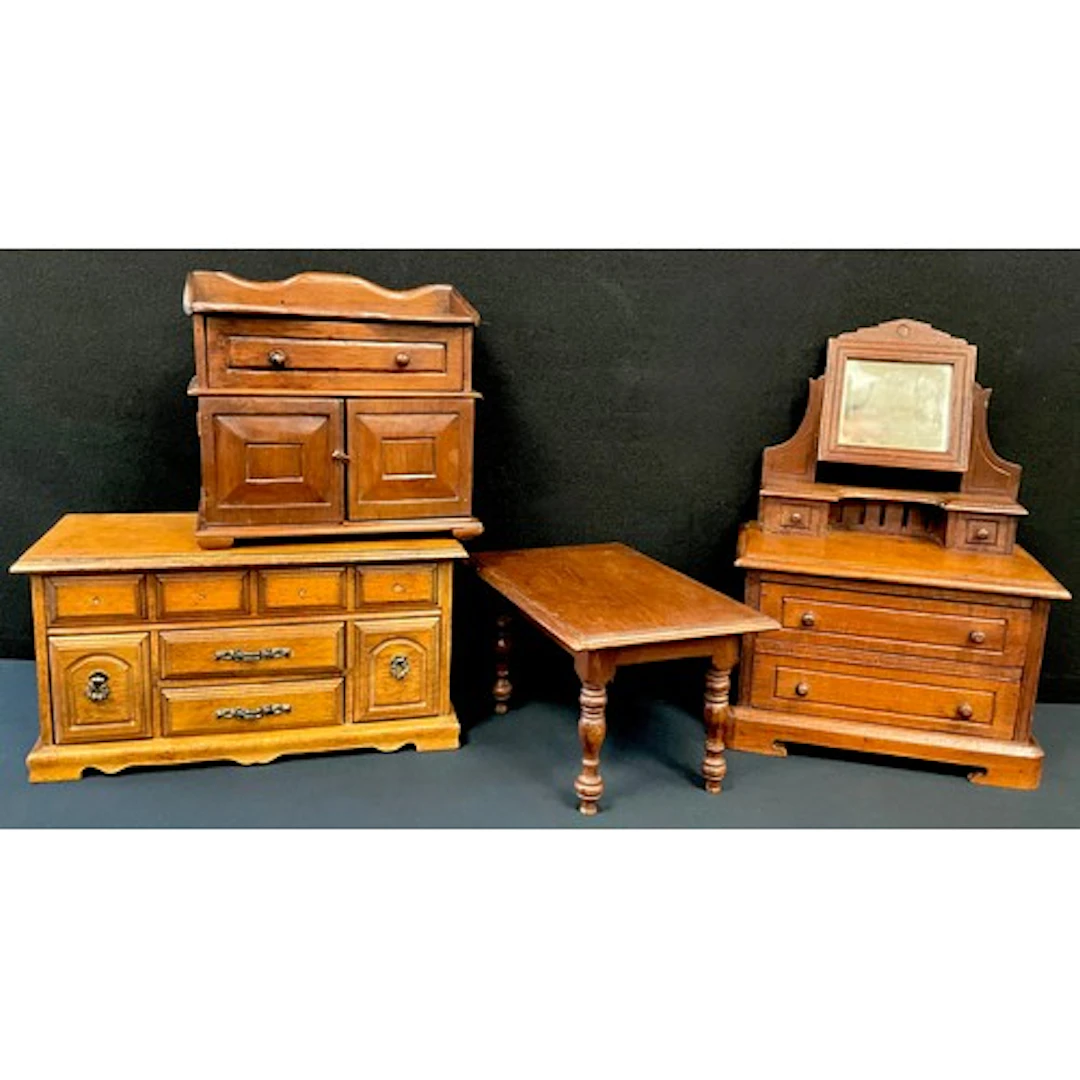 Miniature Furniture - a miniature dressing chest, swing mirr...