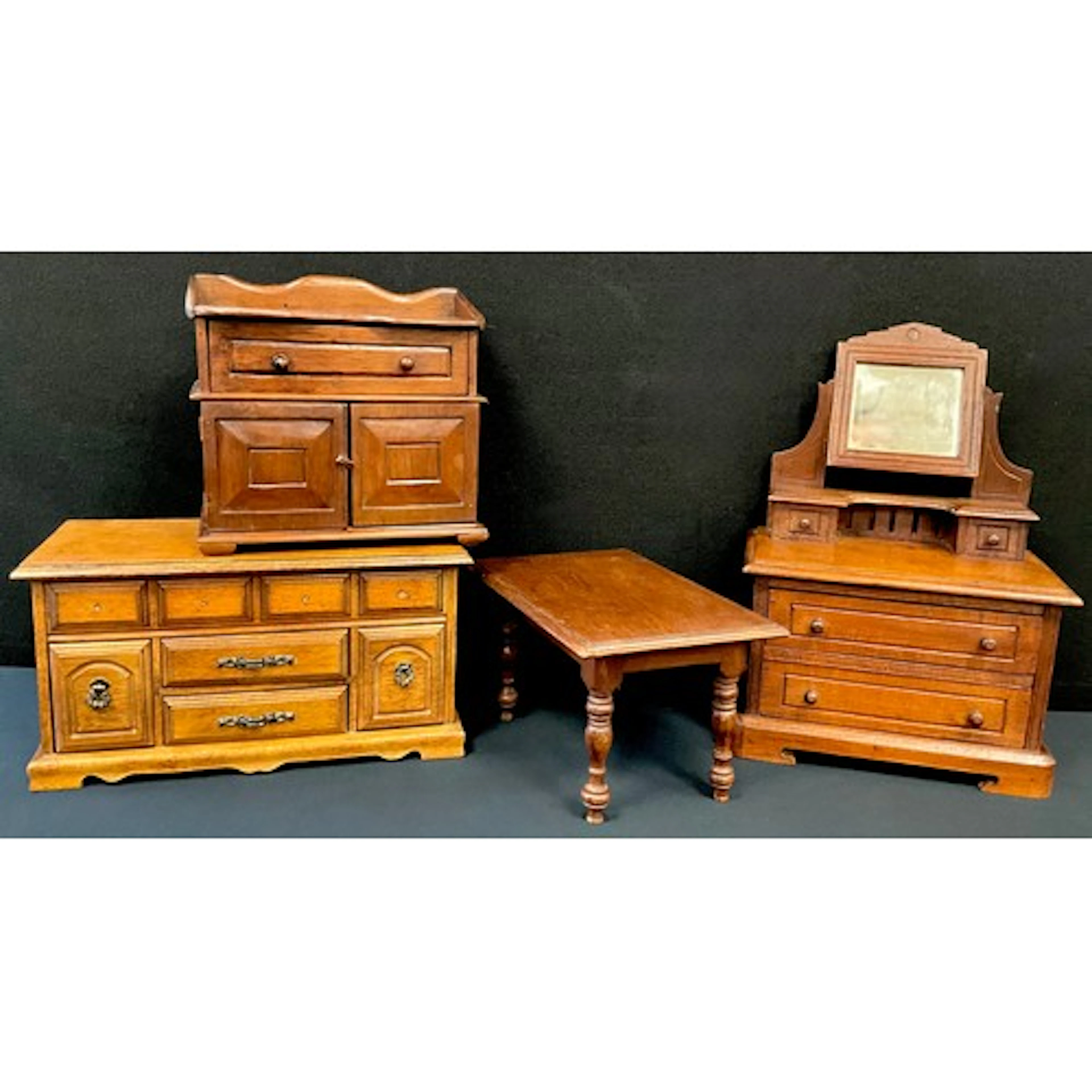 Miniature Furniture - a miniature dressing chest, swing mirr...