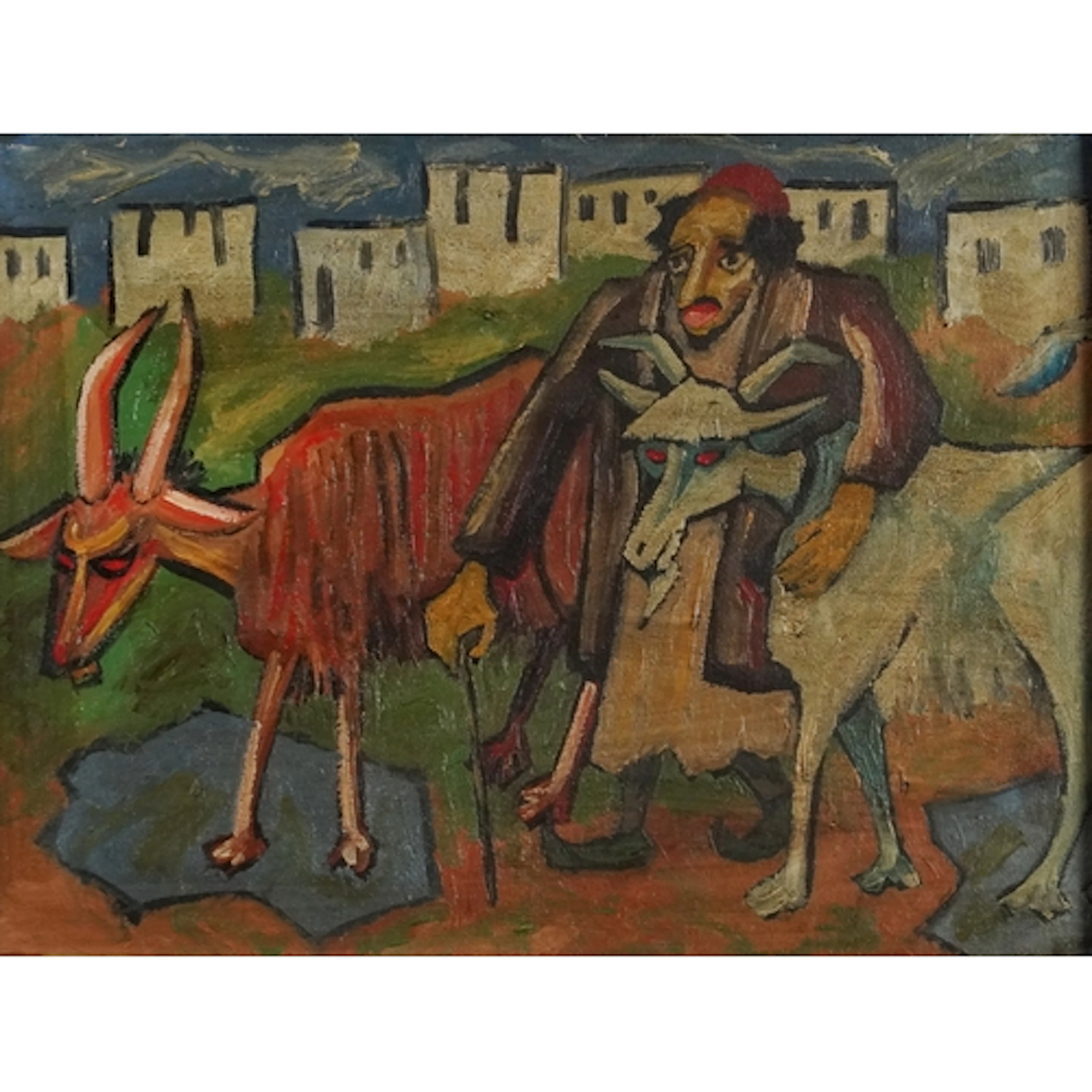 Manner of Marcel Janco - Shepherd with goats, 20th century R...
