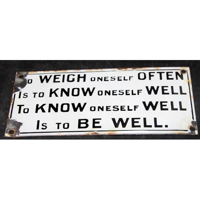 Vintage enamel sign: Speak-Your-Weight machine sign 'To Weig...