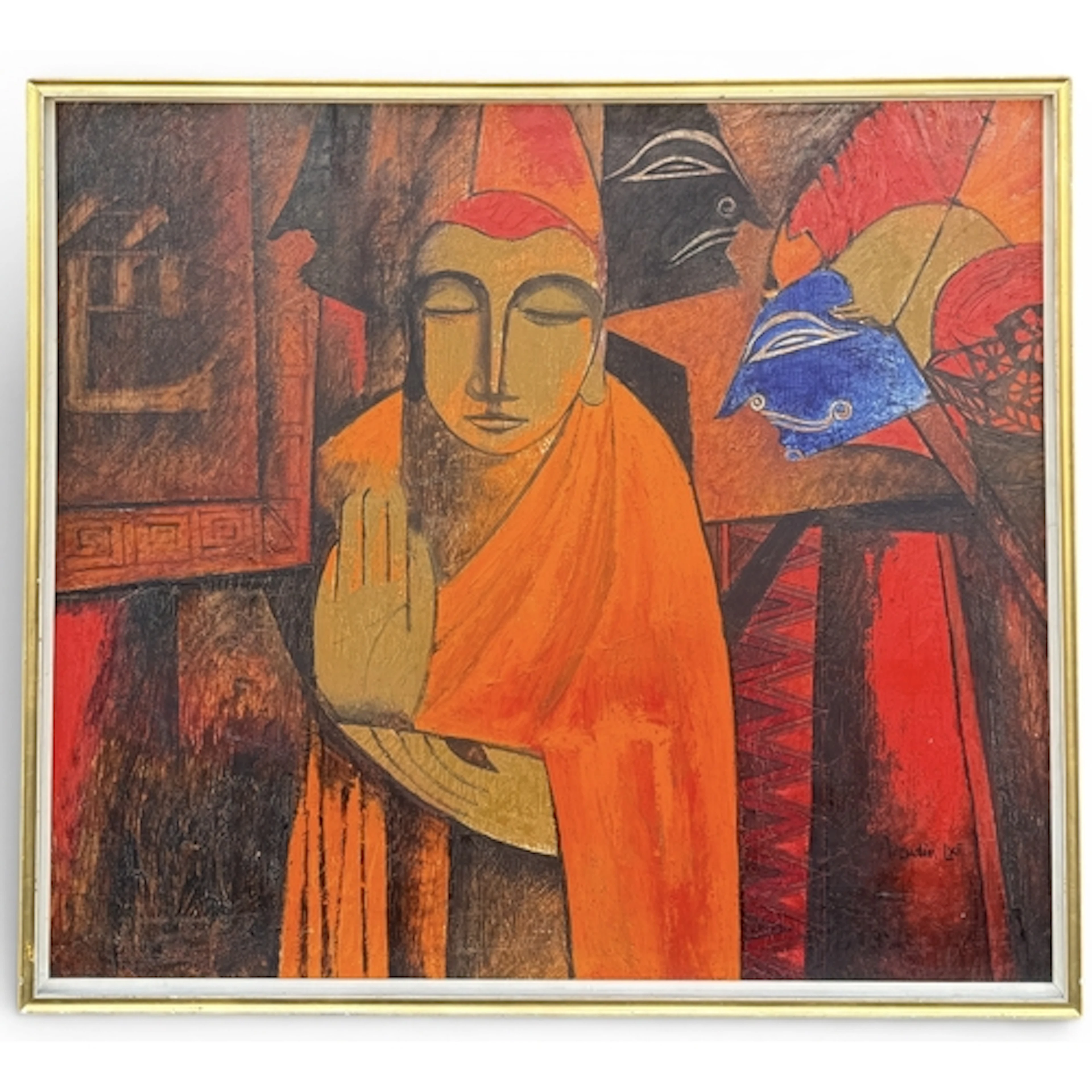 AZZUDIN: A CONTEMPORARY ACRYLIC ON BOARD, 'CURIOUS' 105cm x ...
