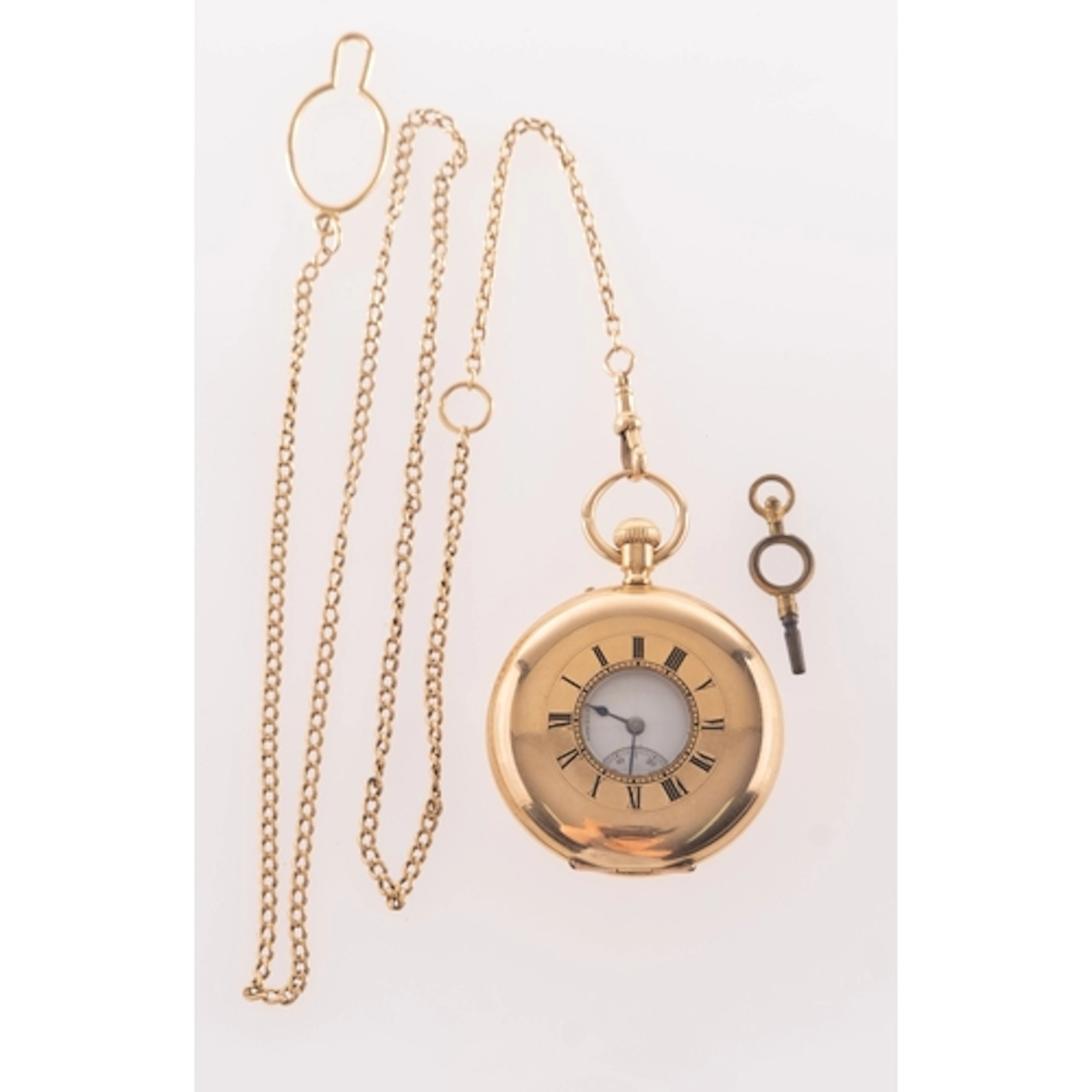 Dent, London, an 18k gold keyless half-hunter pocket watch, ...