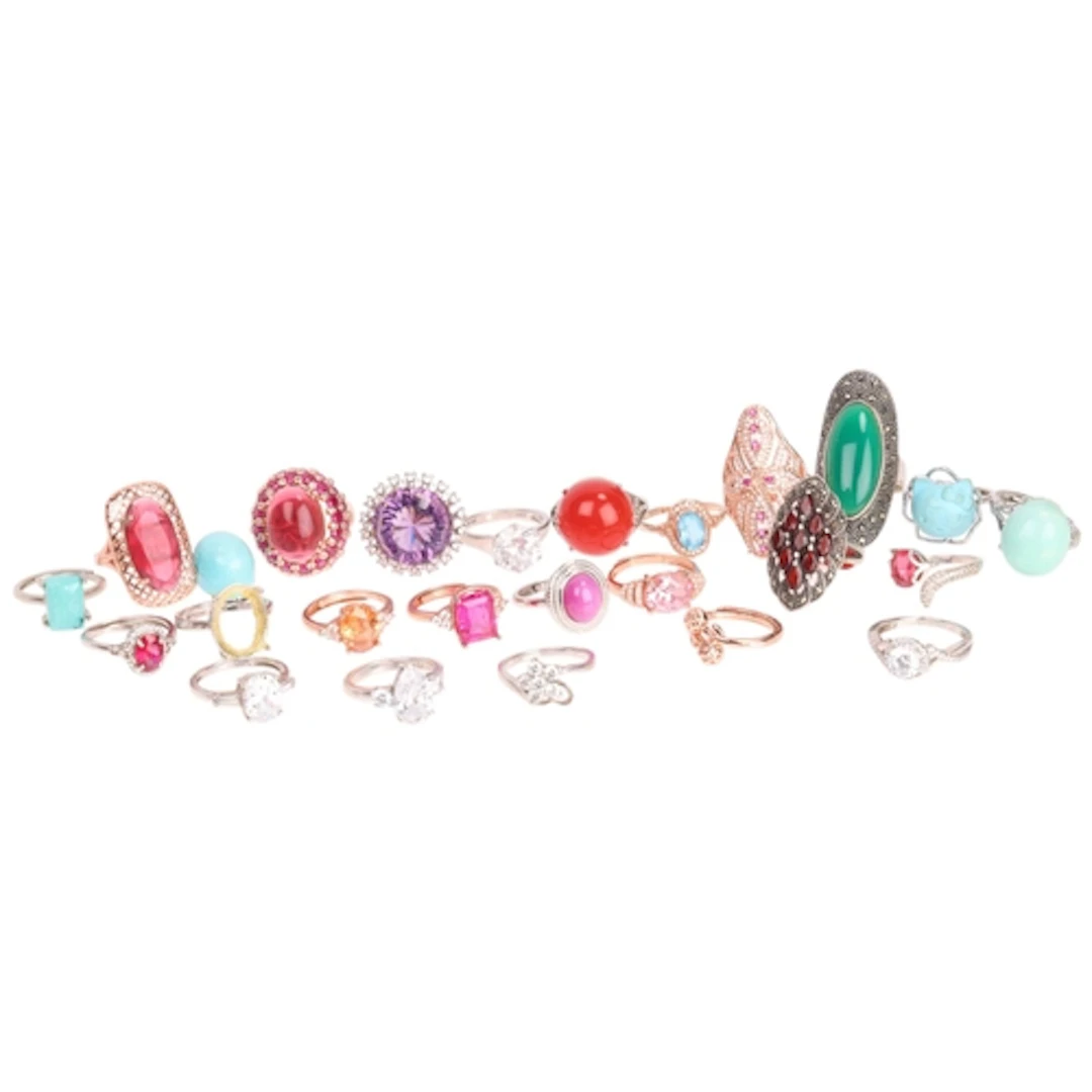 Various 925 silver stone set rings, 104g gross