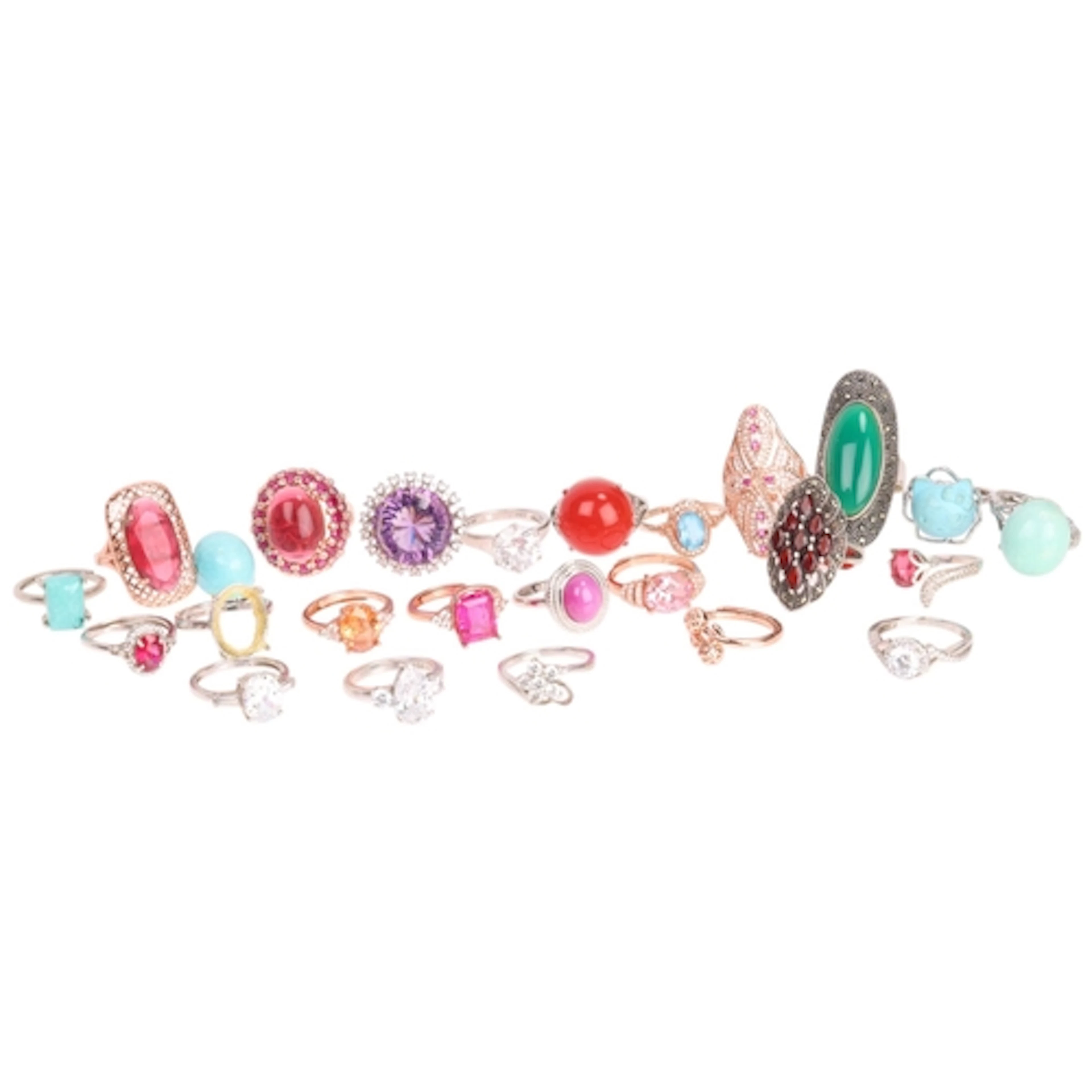 Various 925 silver stone set rings, 104g gross