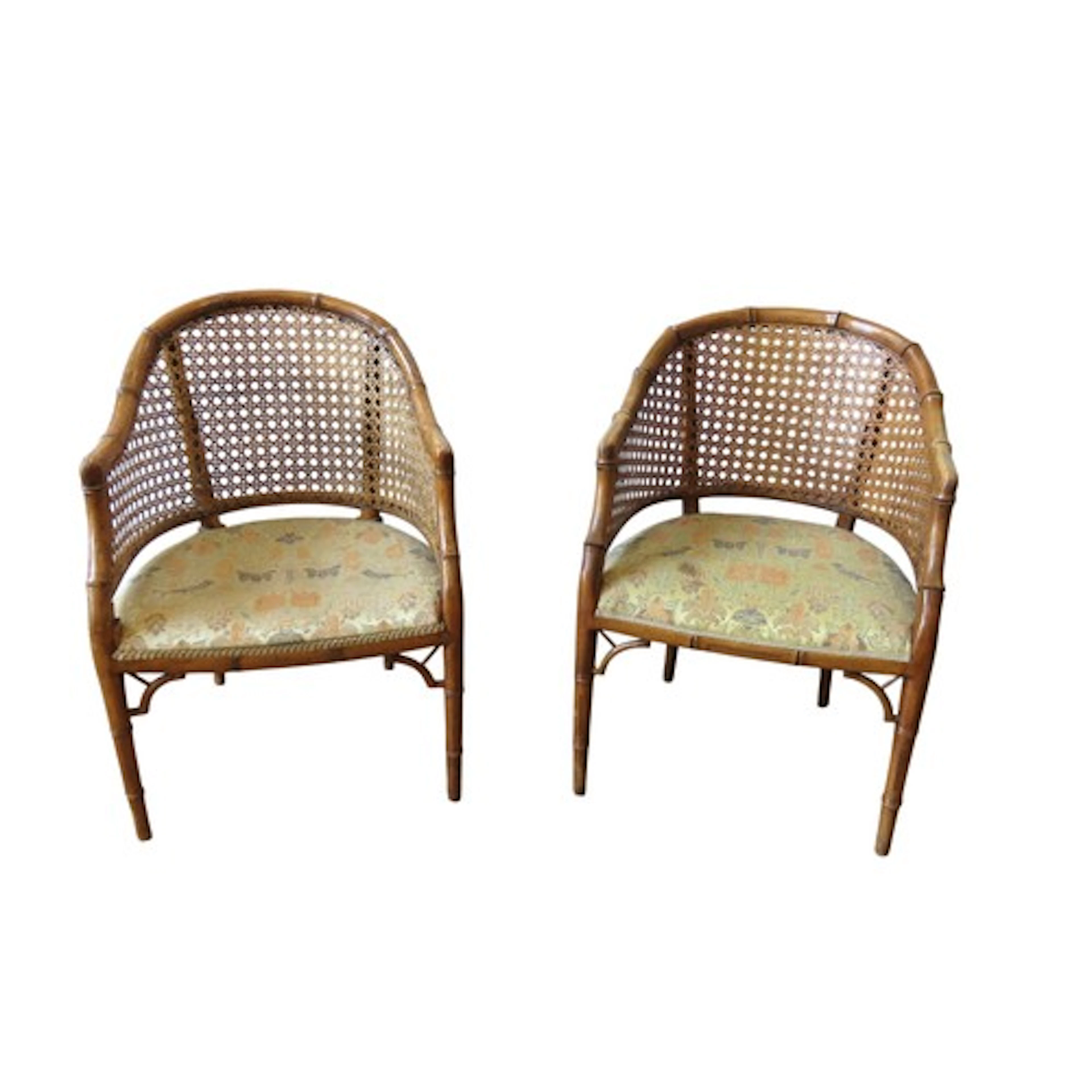 A PAIR OF FAUX BAMBOO CHPPENDALE STYLE TUB CHAIRS 20TH CENTU...