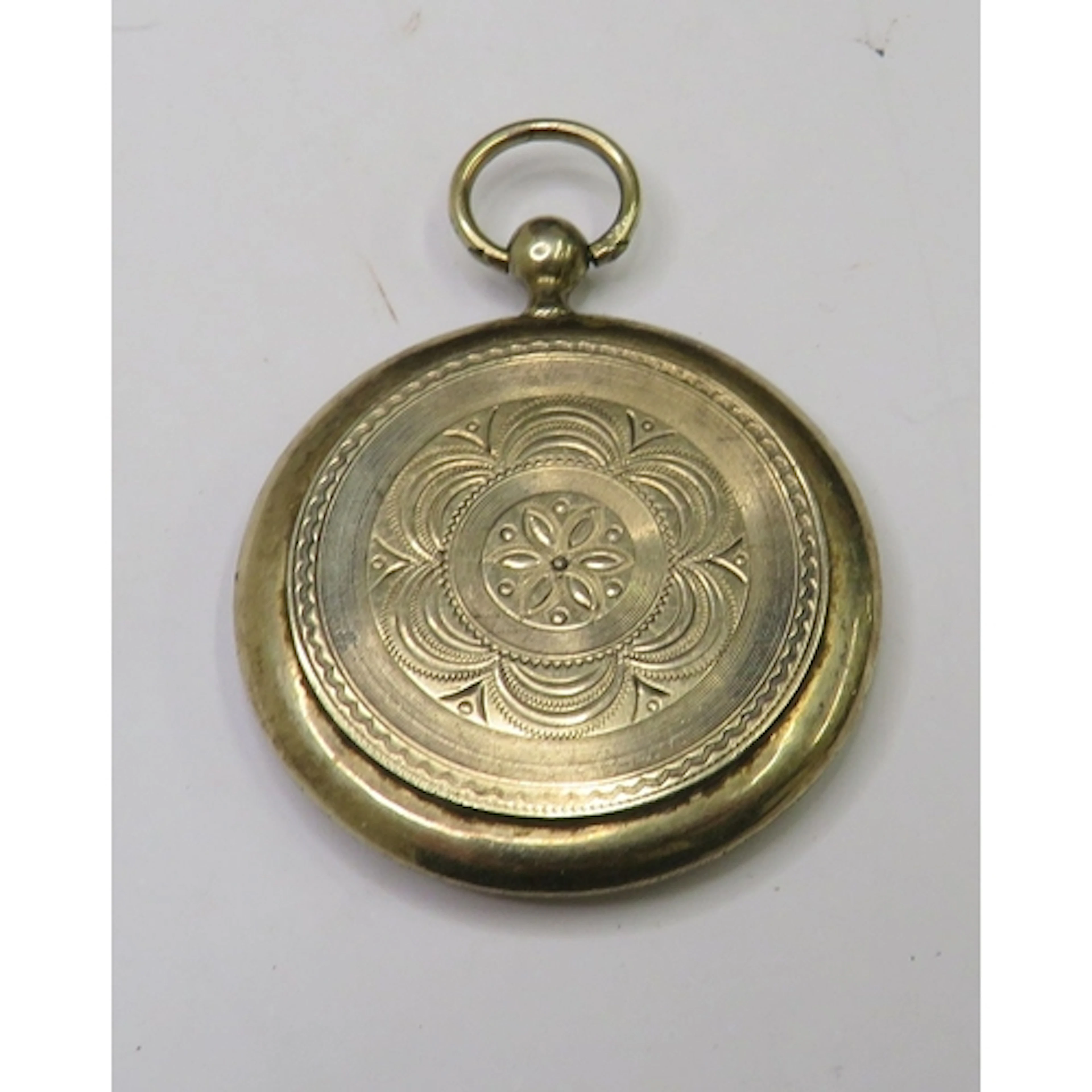Antique Engine Turned Design Gilded Fob Locket approx. 4.5cm...