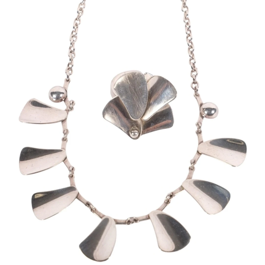 T.H. SKAT, RORDAM - a sterling silver ring and necklace of s...