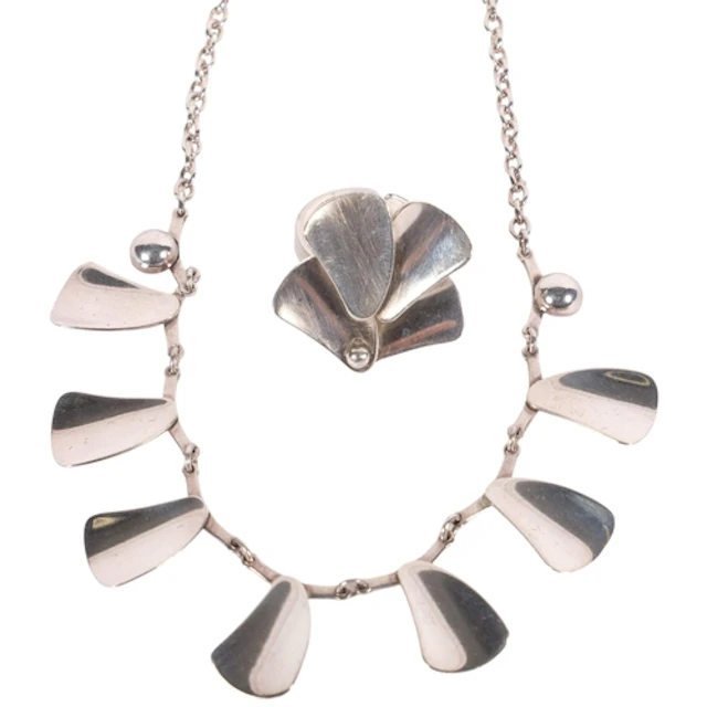 T.H. SKAT, RORDAM - a sterling silver ring and necklace of s...
