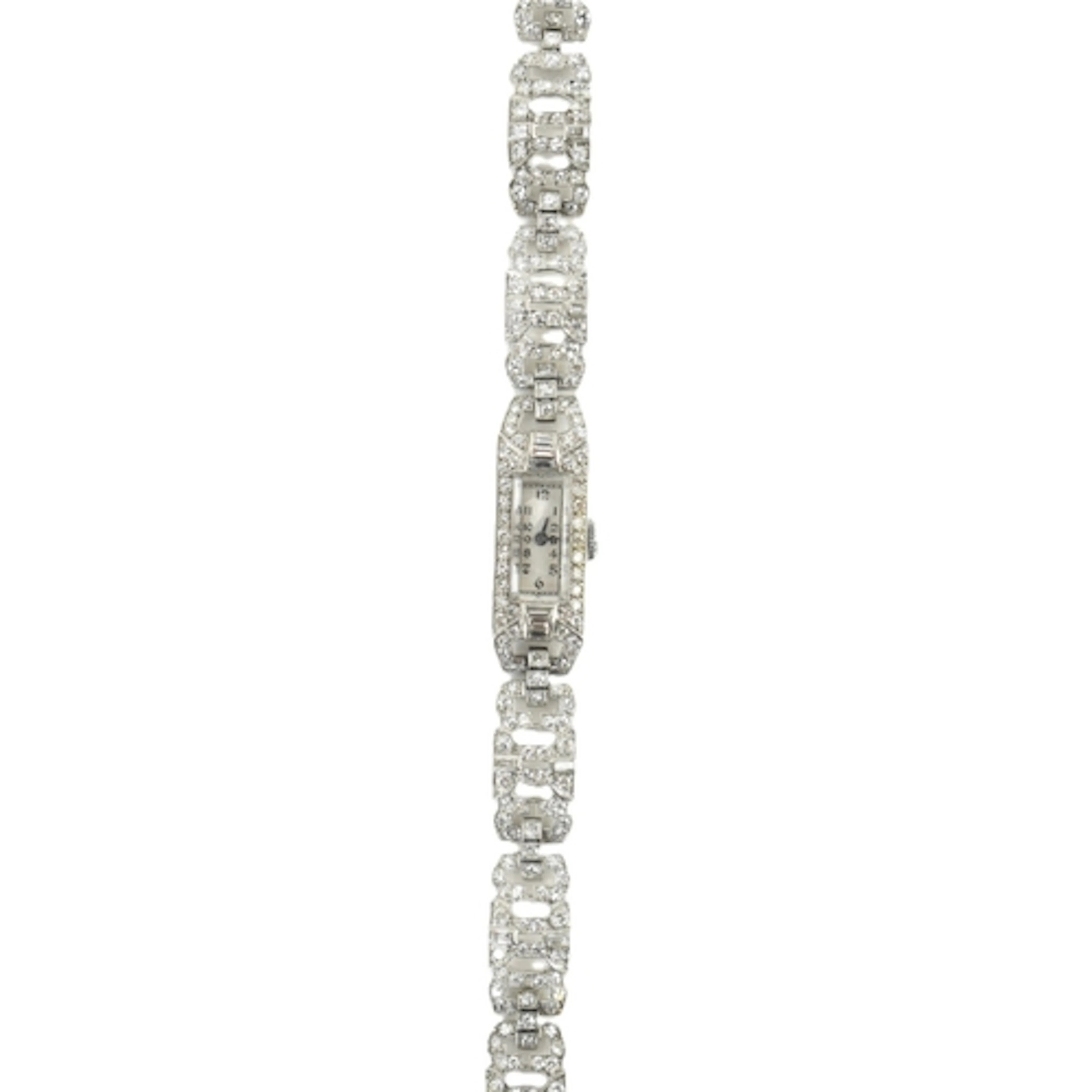 An Art Deco diamond and white metal cocktail watch, manual w...