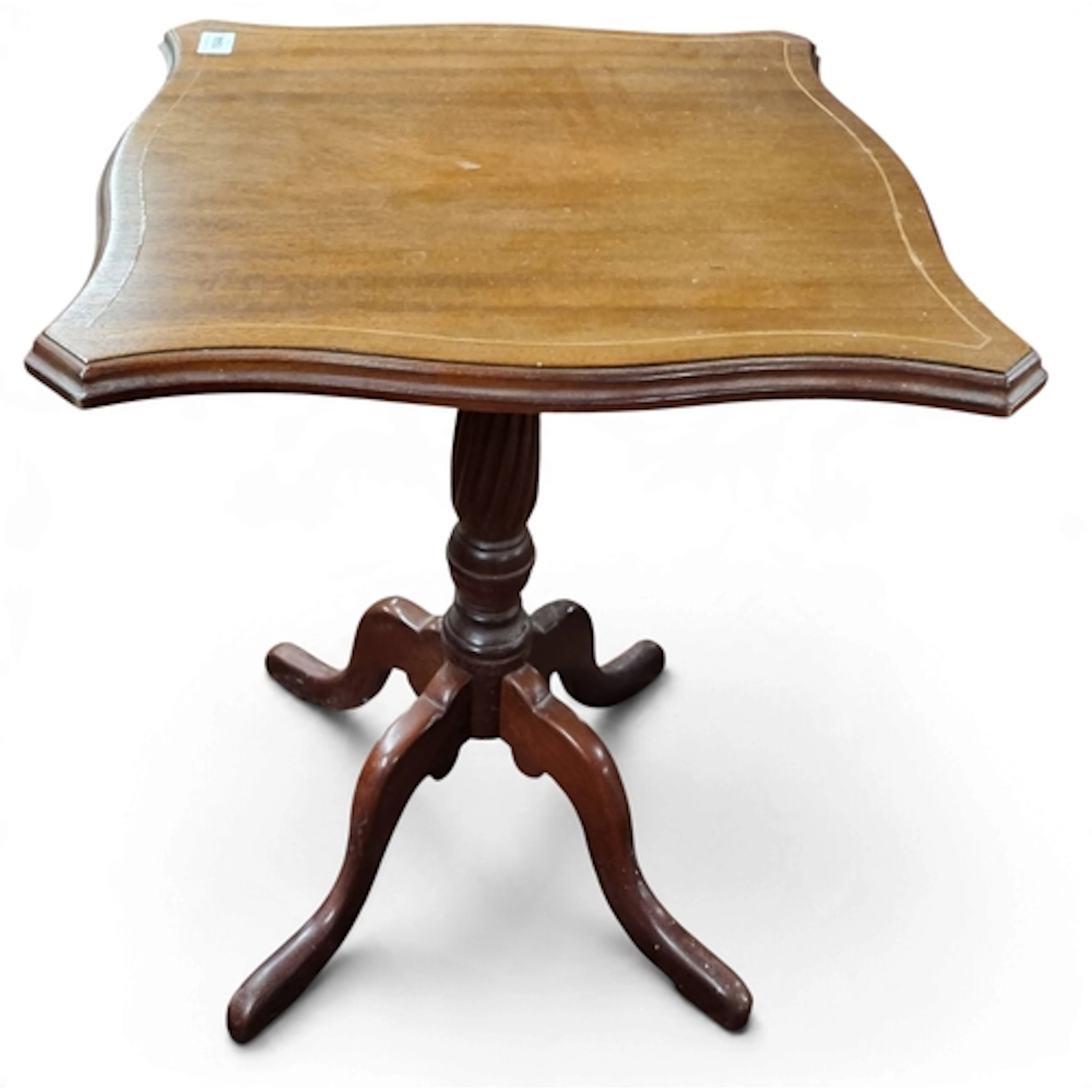 A modern Serpentine Mahogany Veneered and Inlaid Lamp Table ...
