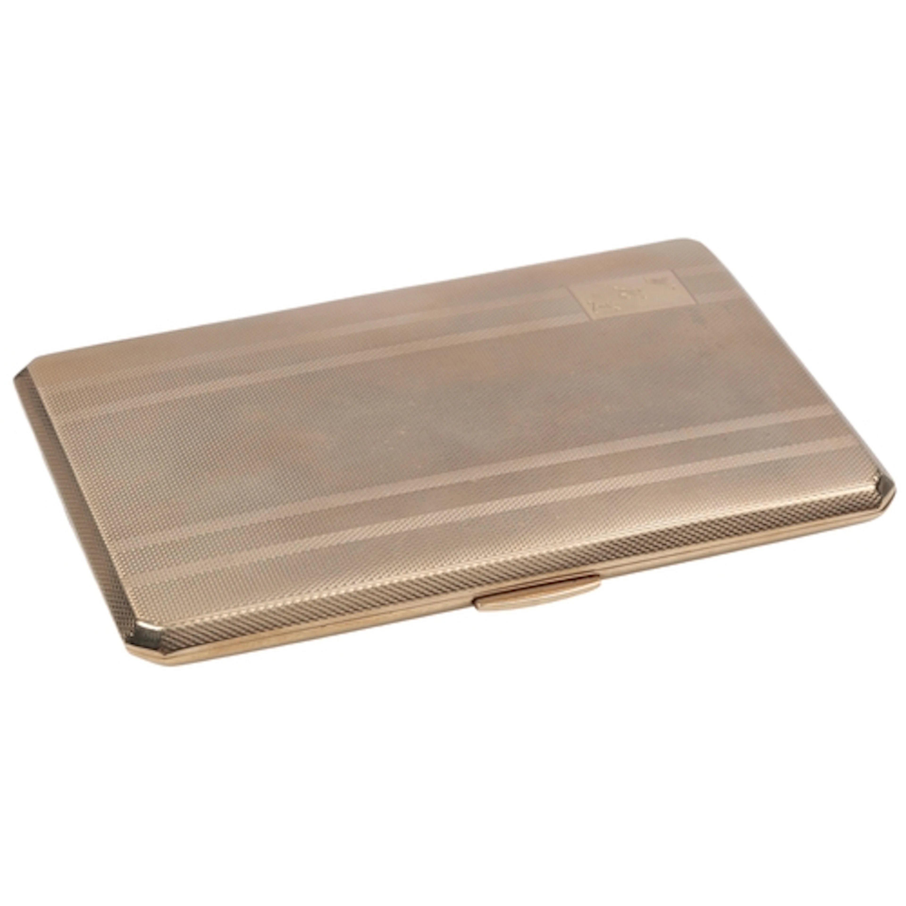 A 9ct gold cigarette case, circa 1957, of rectangular outlin...