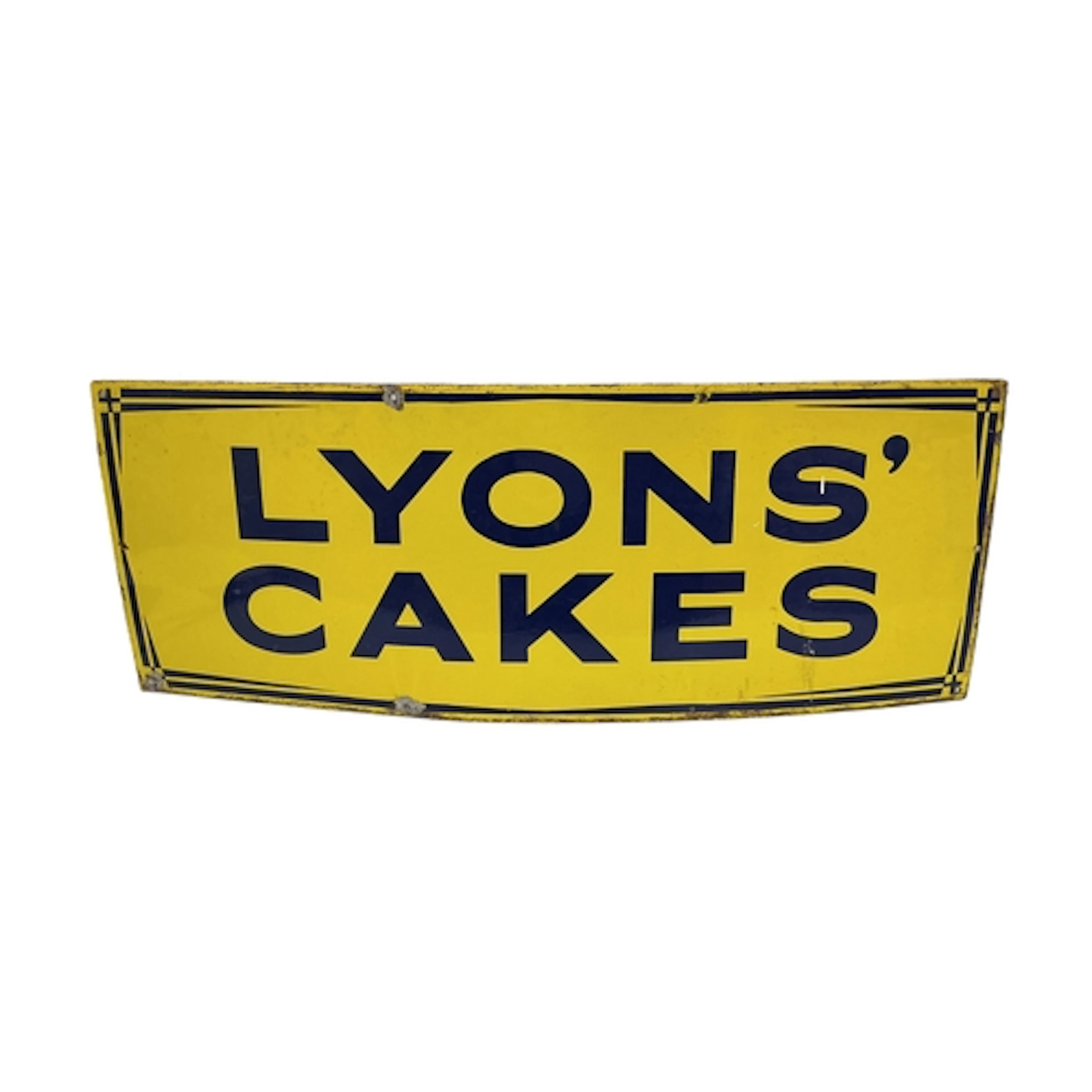 A vintage 'Lyon's Cakes' enamel advertising sign 122 x 45 cm...