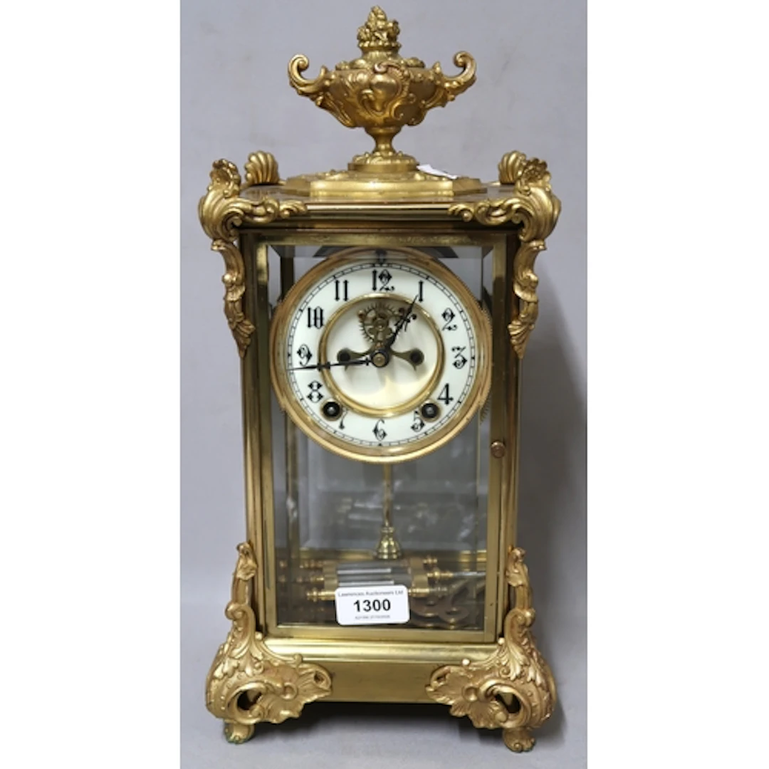 Late 19th / early 20th Century French gilt brass four glass ...