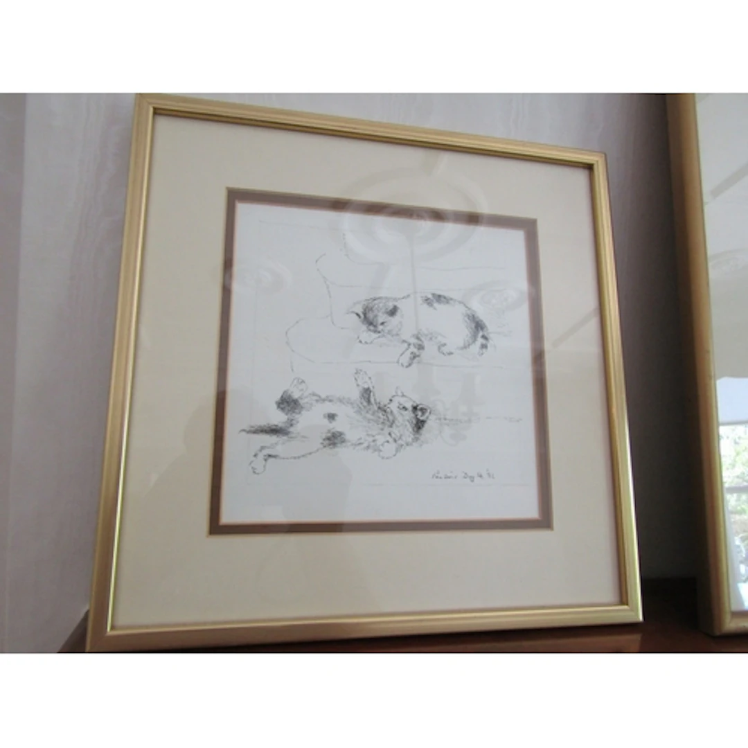 Pauline Doyle Pencil Study Playful Kittens Signed Lower Righ...