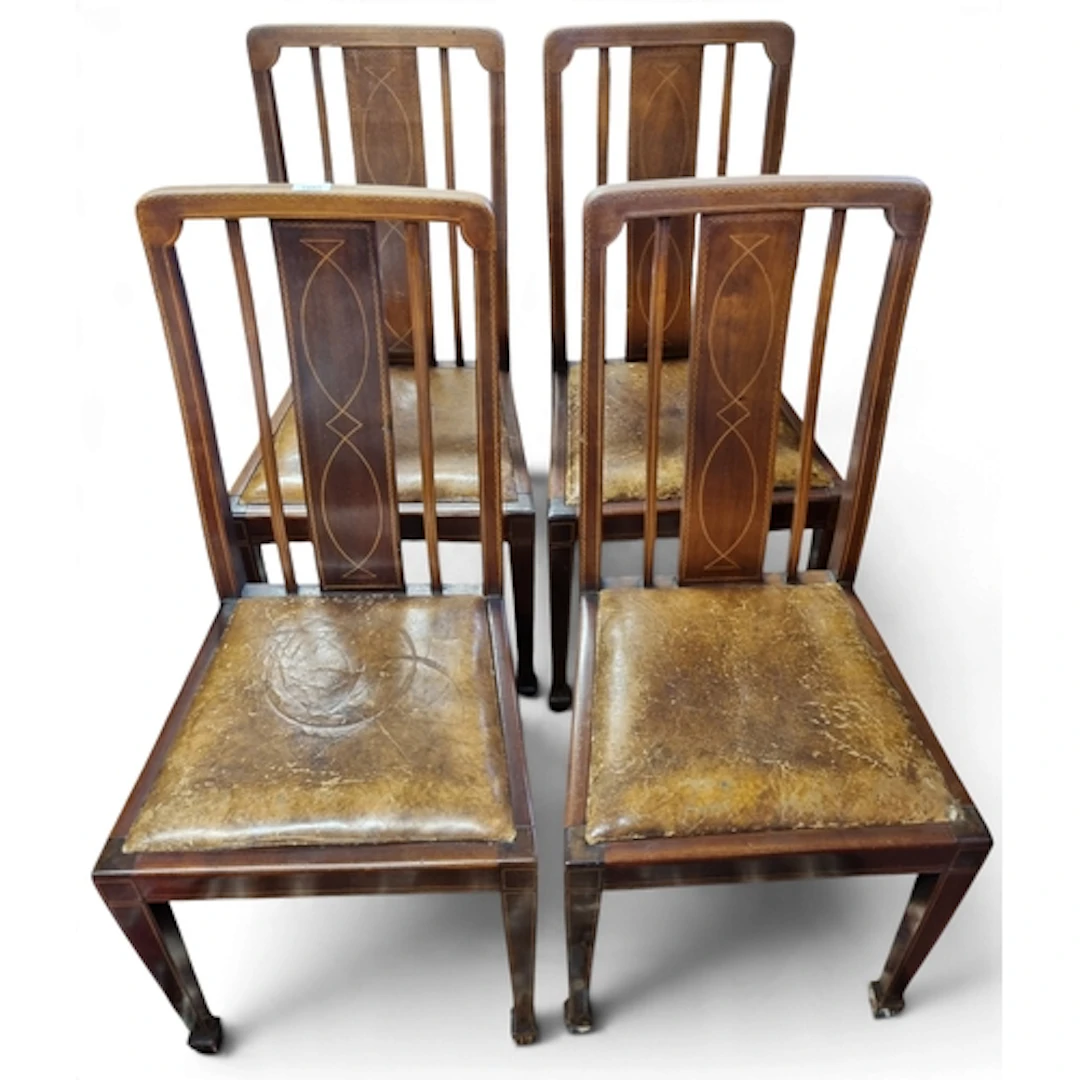 A nice set of Edwardian Mahogany and Inlaid Dining Chairs wi...