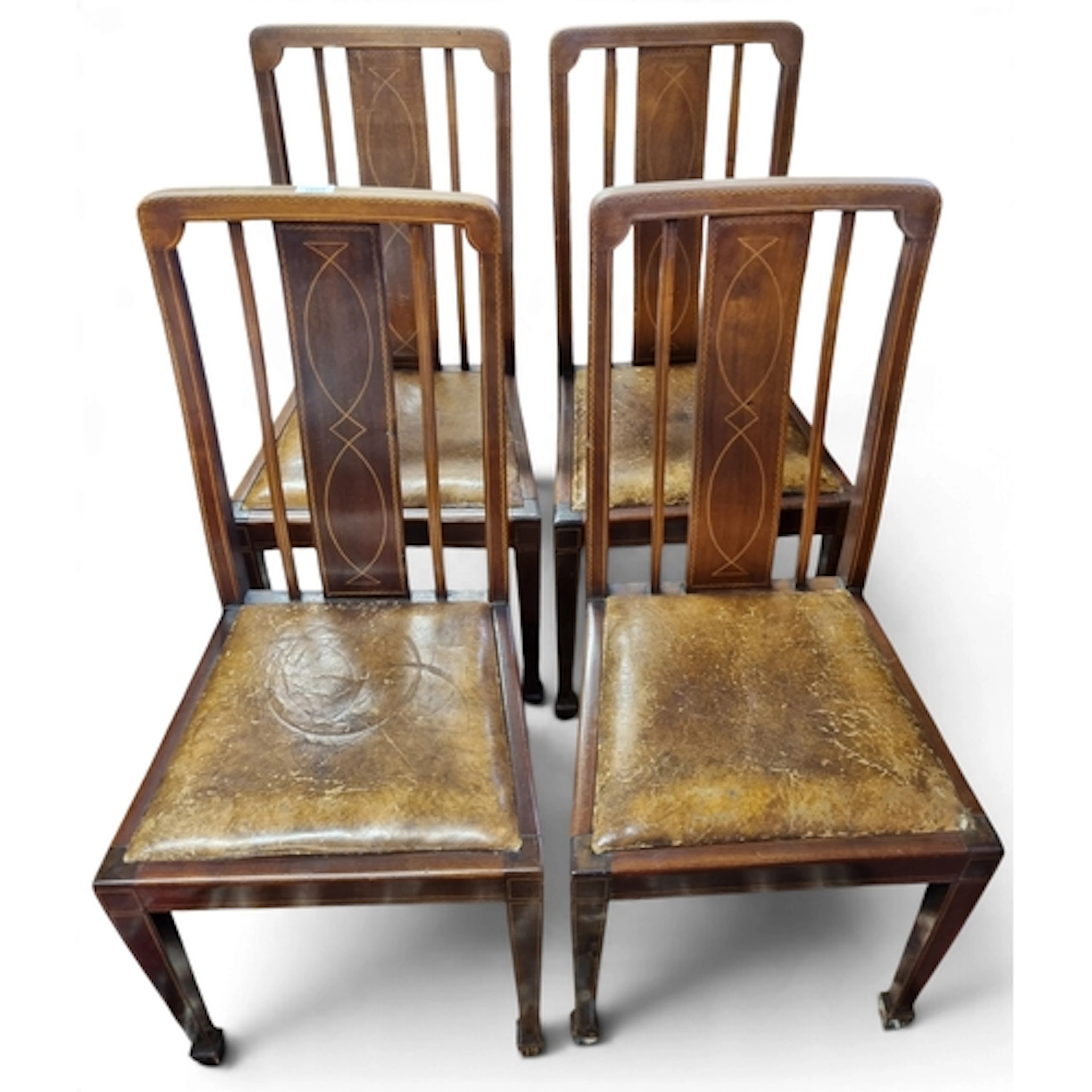 A nice set of Edwardian Mahogany and Inlaid Dining Chairs wi...